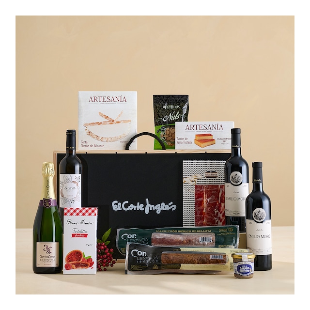 Imagen 0 de Caja de vino 14 | Vinos, ibéricos, surtido dulces navideños, vinos y conservas