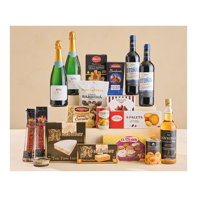 Imagen 0 de Lote de Navidad 5 selección de dulces, embutido, queso, conservas, cava, vino y whisky