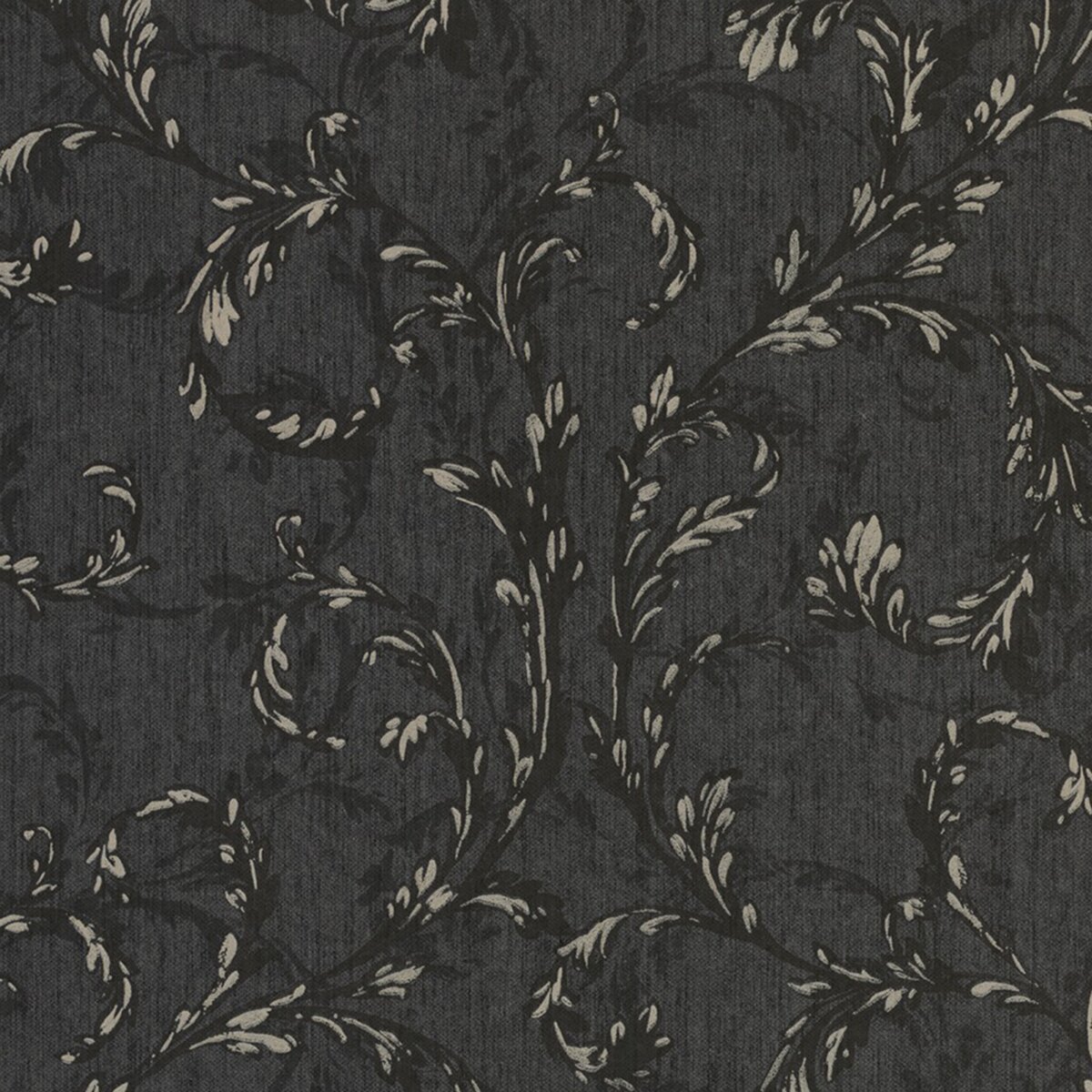 Papel de parede ornamental folhas TNT Serendipia Preto-1