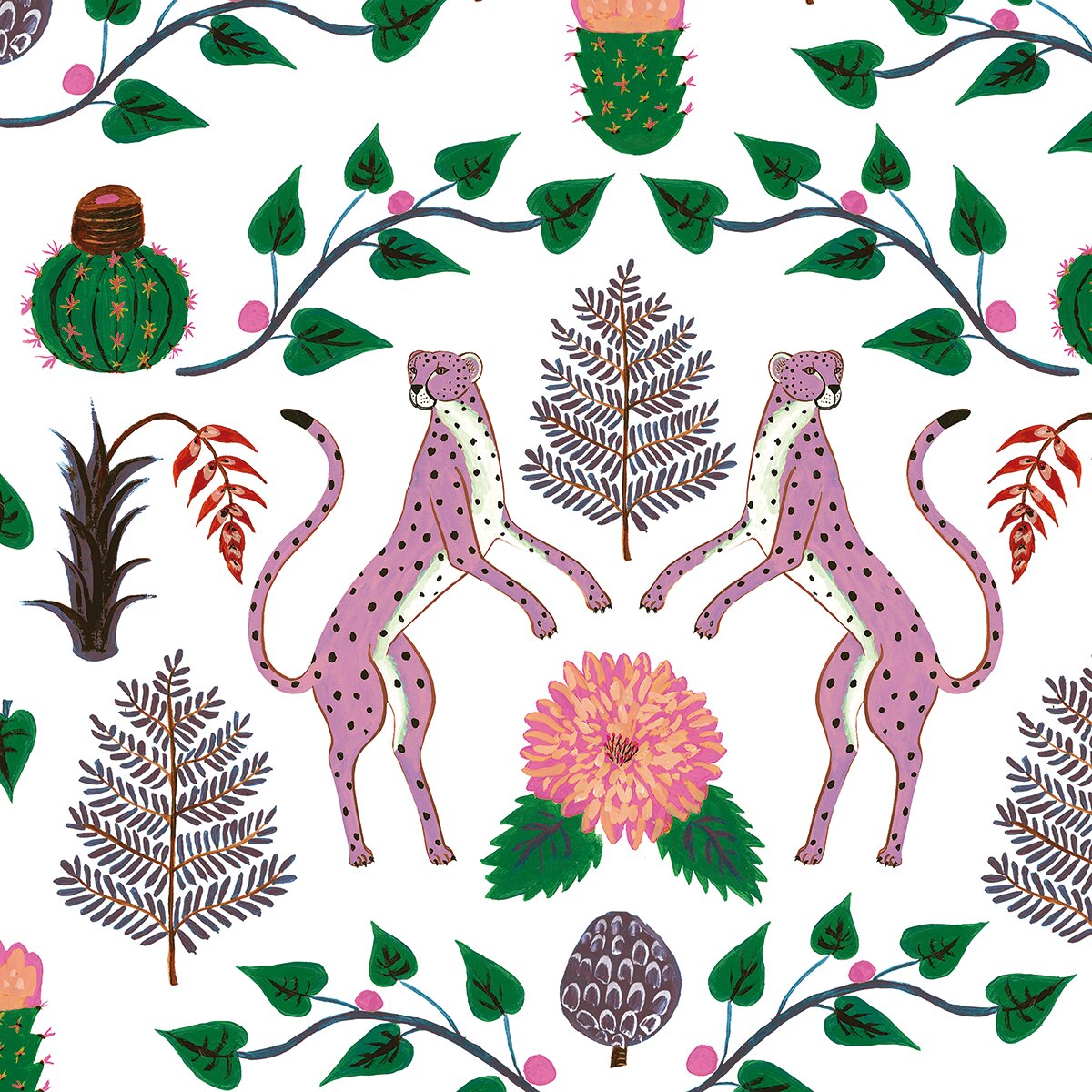 Papel pintado TNT dibujo animal Coordonne - Rosa 0,48 x 10 m Rosa-1