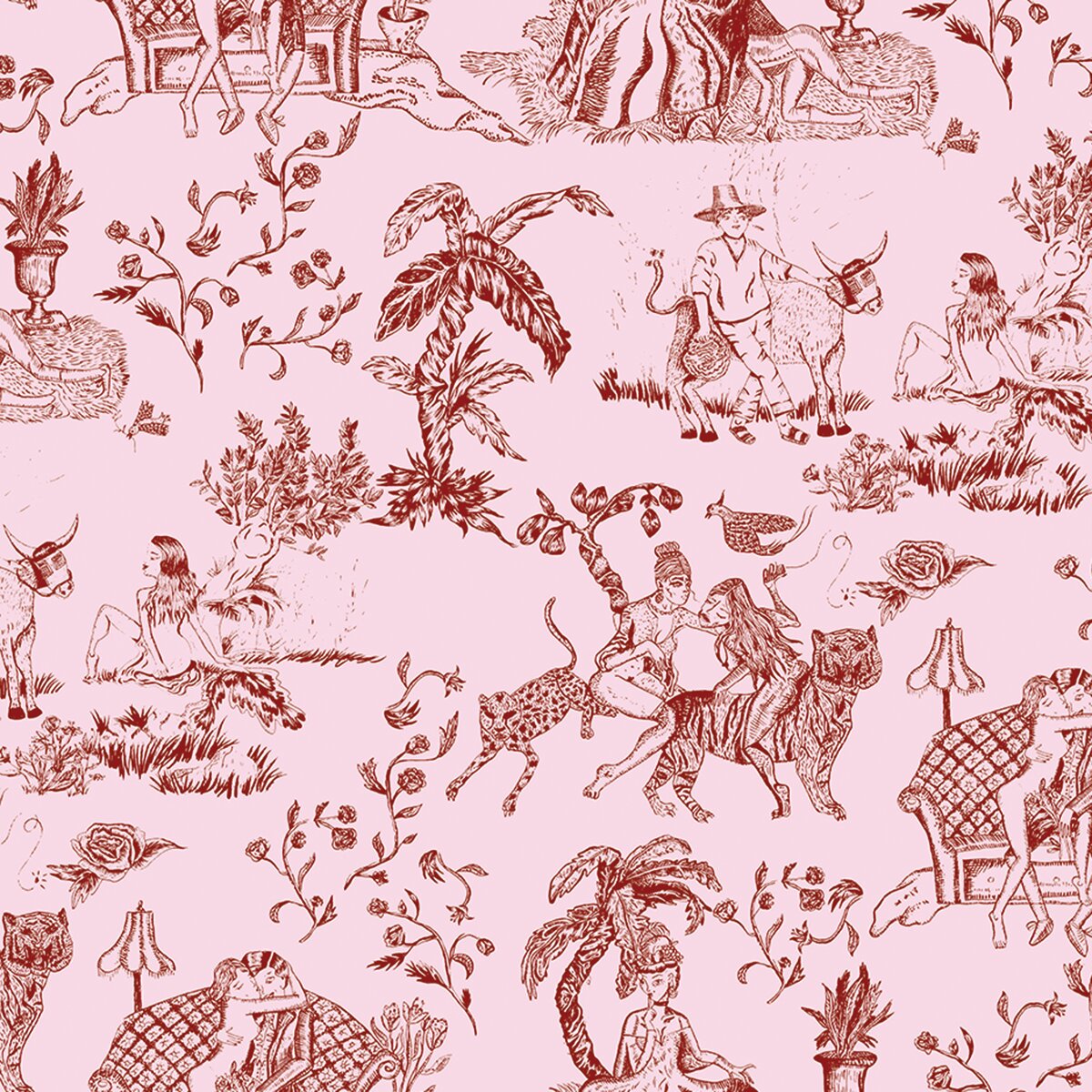 Papel pintado TNT desenho Coordonne Rosa-1