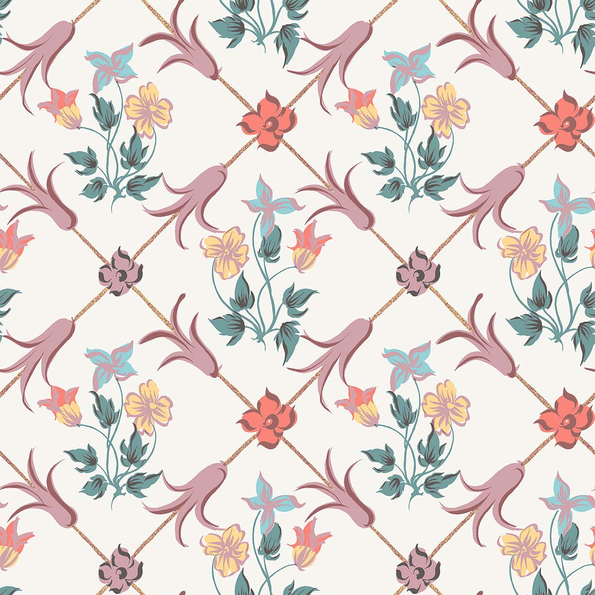 Papel de parede com estampado floral Tessin Coordonnée Multicolor-1