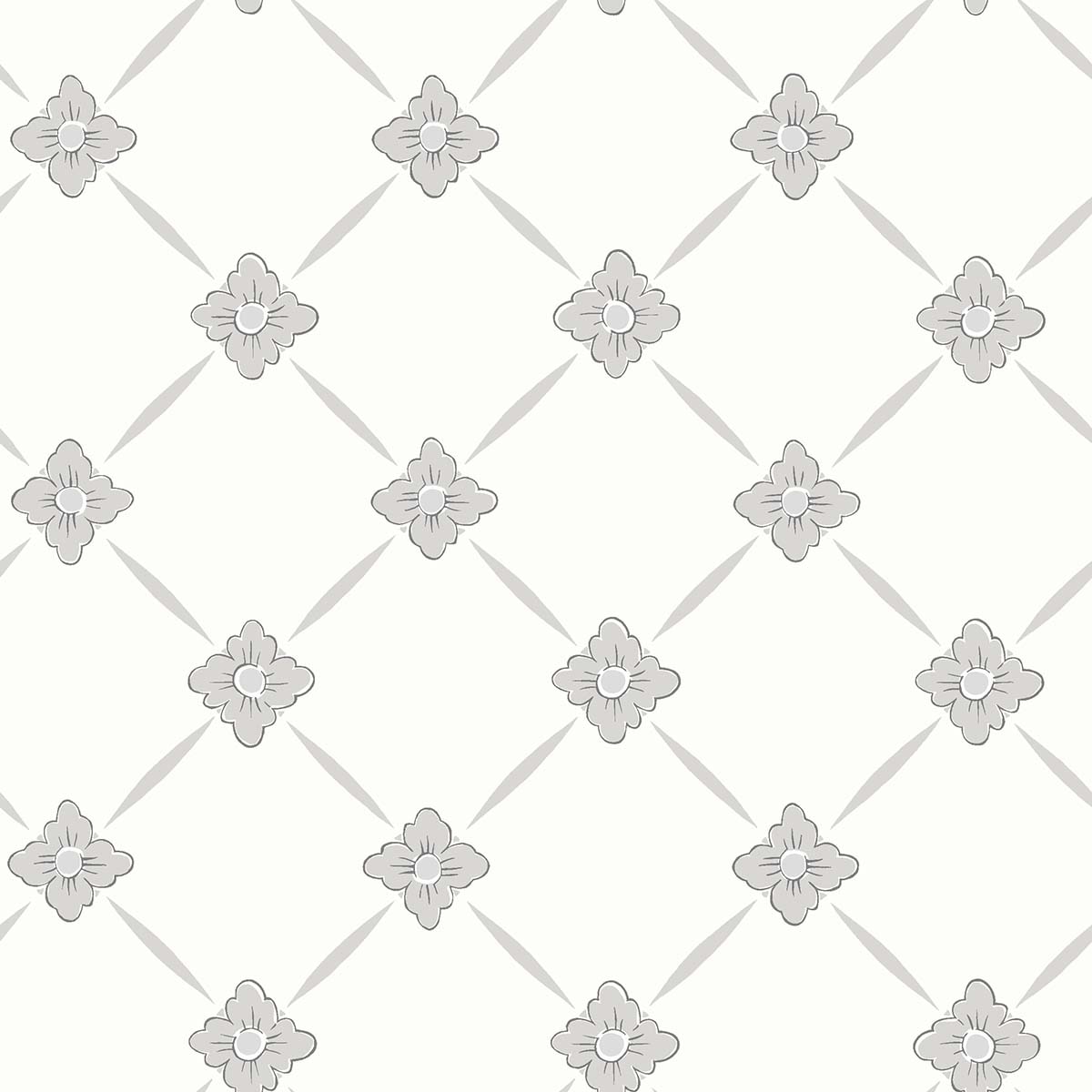 Papel de parede com estampado floral Linné Coordonnée Cinzento-1