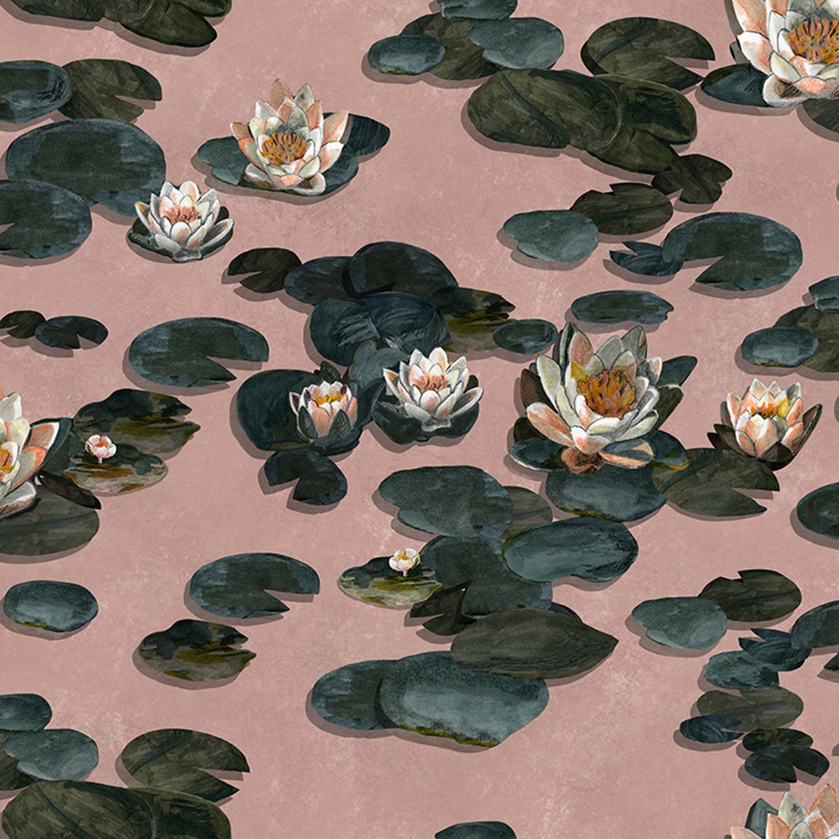 Papel de parede floral nenúfar Coordonne Rosa-1