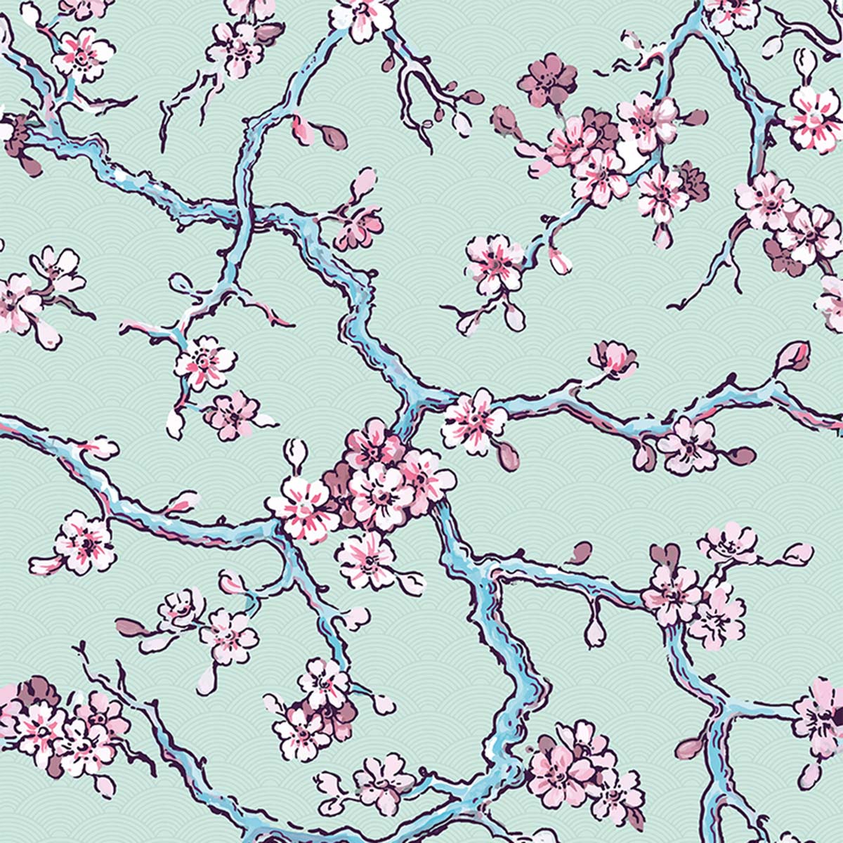 Papel de parede floral ramos Coordonne Verde-1