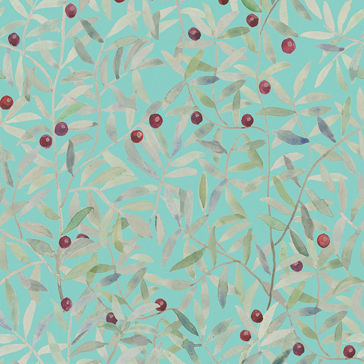 Papel de parede floral frutas Coordonne Verde-1