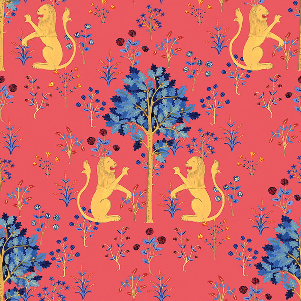 Papel de parede leões Coordonne Vermelho-1