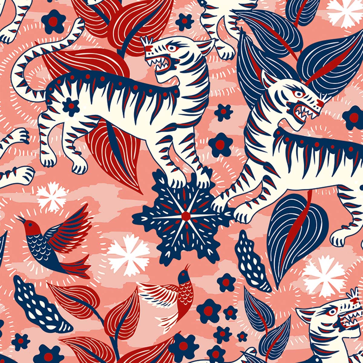 Papel de parede animais e flores Coordonne Rosa-1