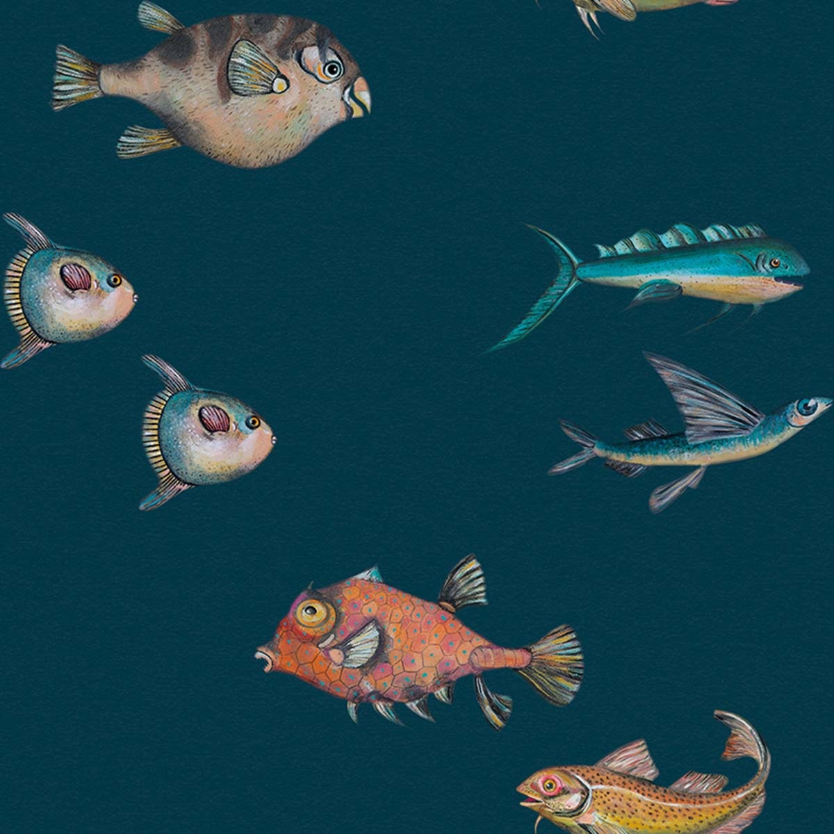 Papel de parede peixes Coordonne Azul-1