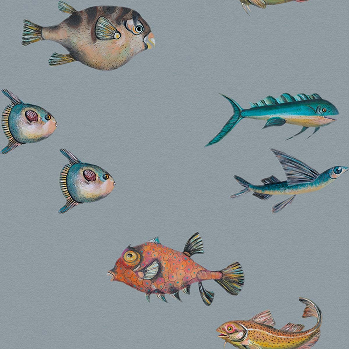 Papel pintado peces Coordonne - Azul claro 0,5 x 10 m Azul claro-1