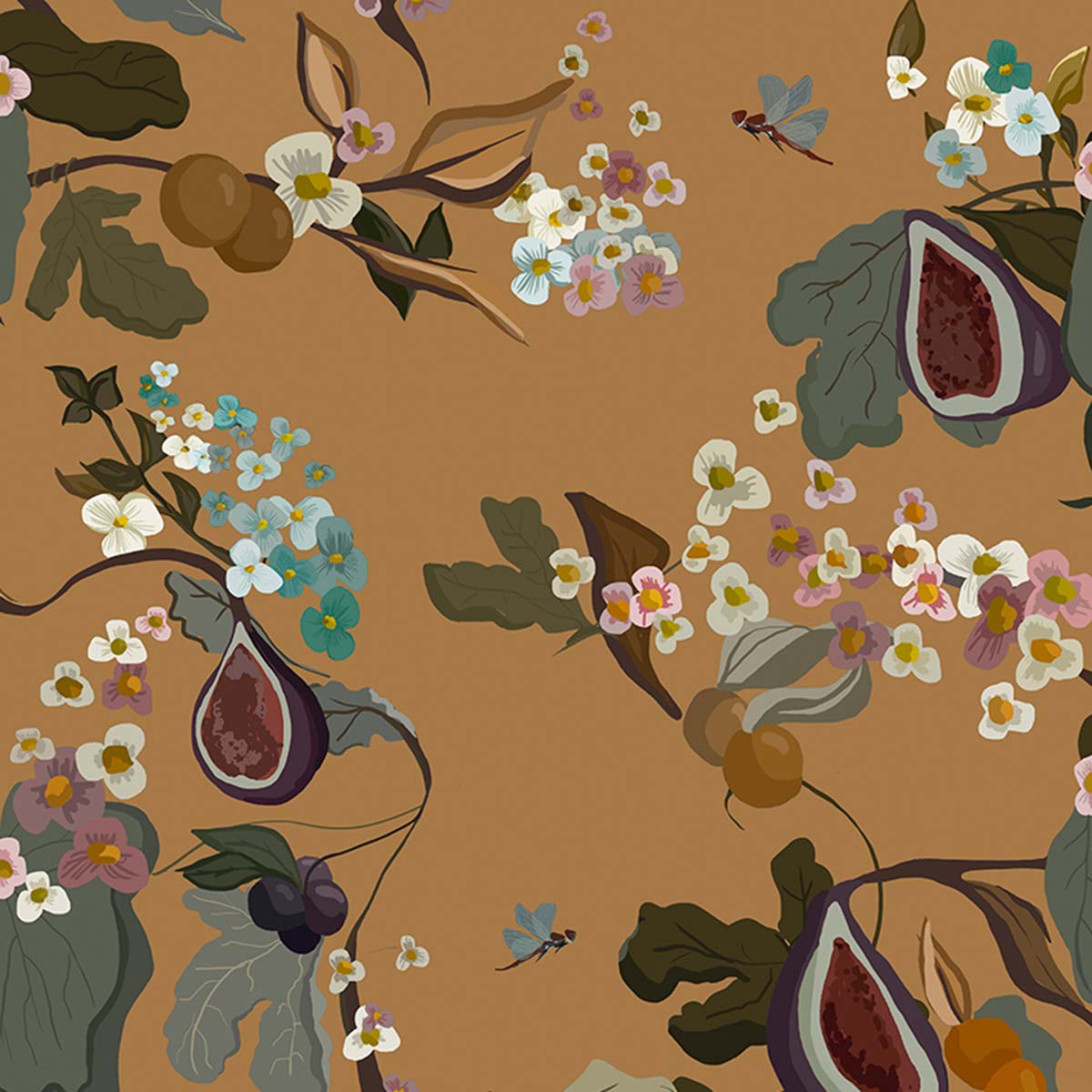 Papel pintado floral higos Coordonne - Oro 0,5 x 10 m Oro-1