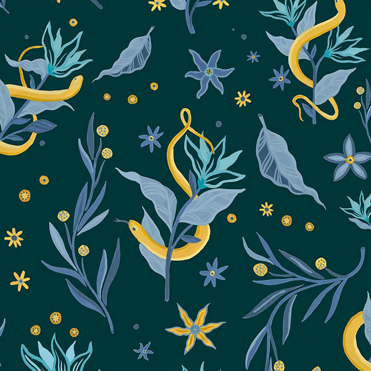 Papel de parede flores e folhas Coordonne Azul-1