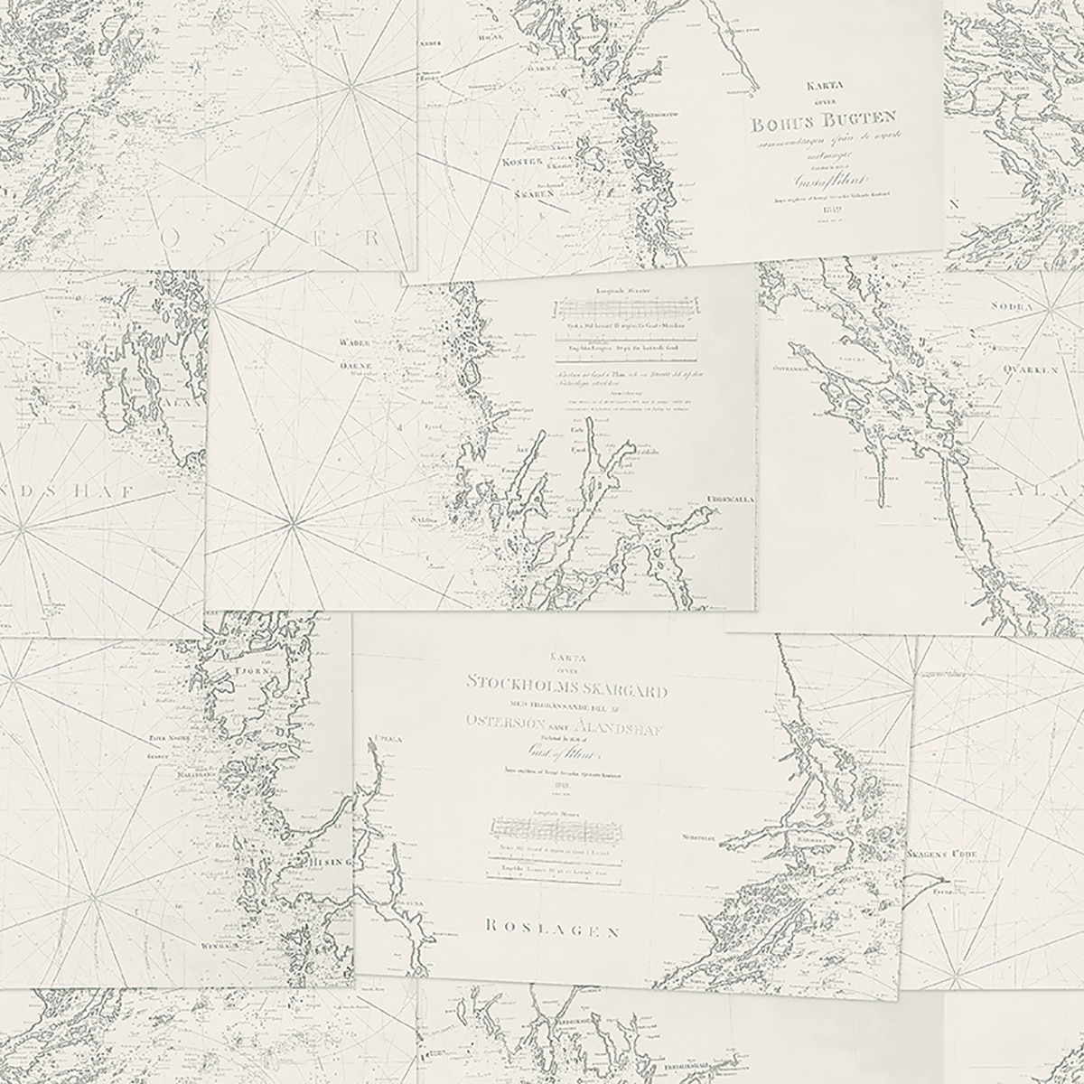 Papel de parede Mapa Estocolmo Coordonne Bege-1