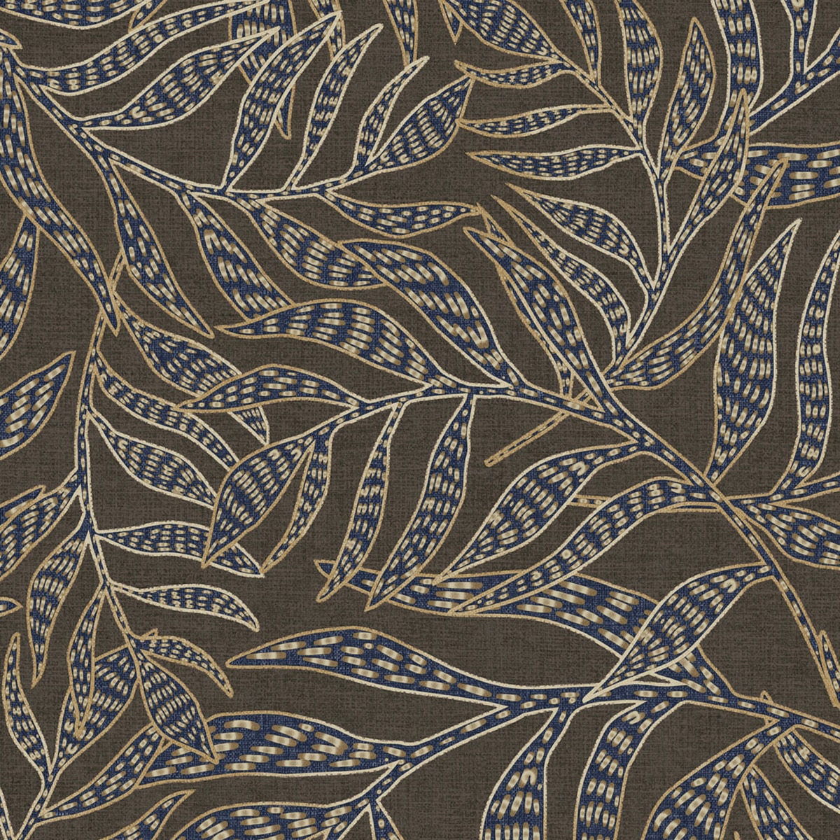 Papel pintado étnico hojas Coordonne - Marrón 0,53 x 10 m Marrón-1