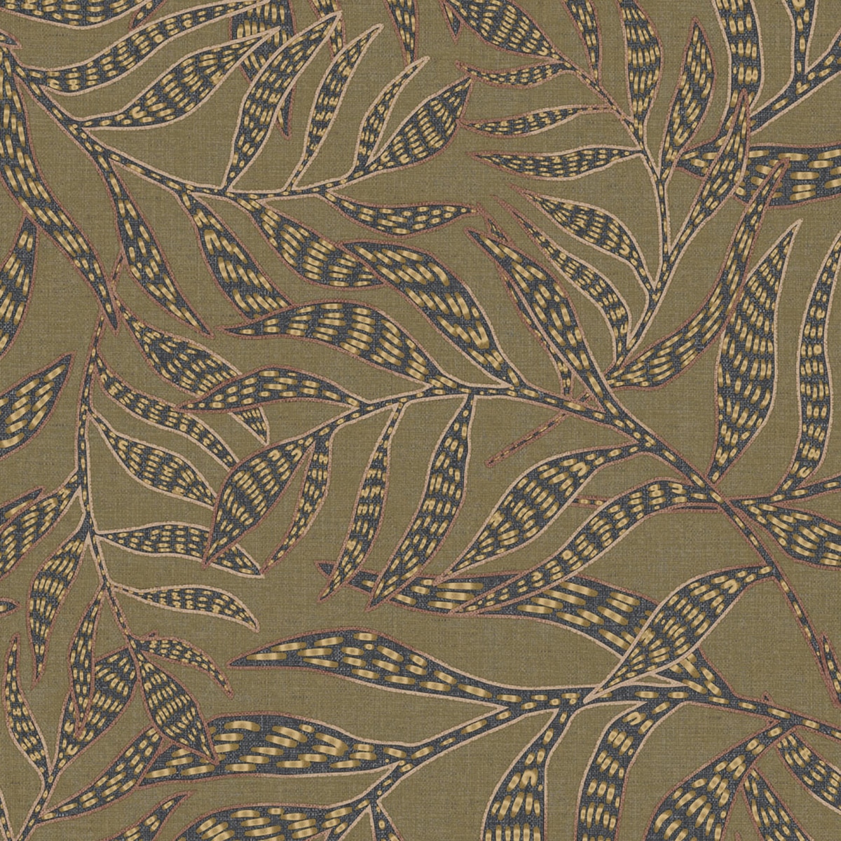 Papel pintado étnico hojas Coordonne - Verde 0,53 x 10 m Verde-1