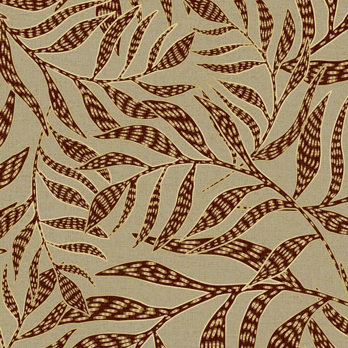 Imagen 0 de Papel pintado étnico hojas Coordonne Verde oscuro