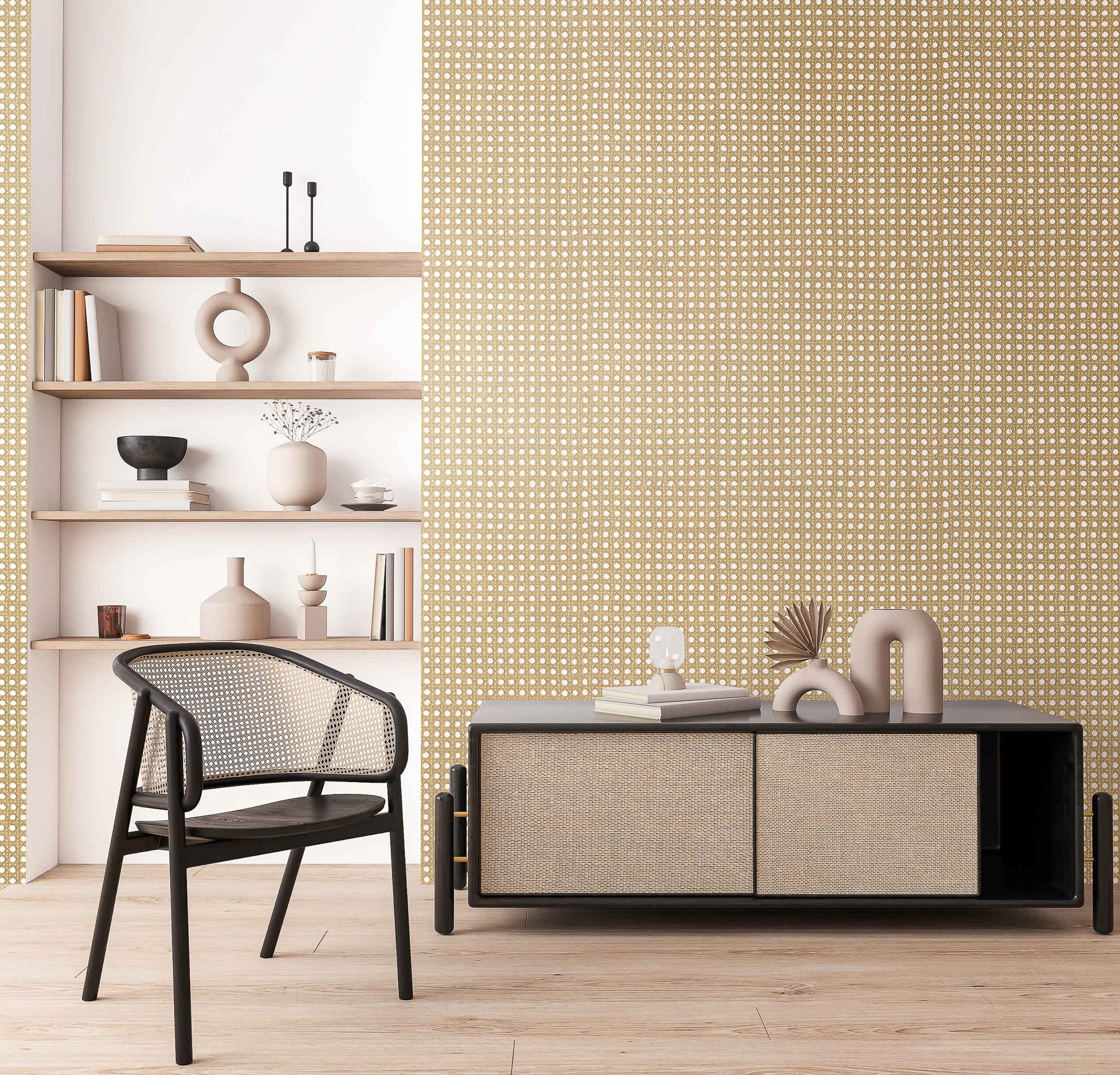 Imagen 2 de Papel pintado Rejilla Raffias+ Coordonné - Beige 0,5 x 10 m Beige