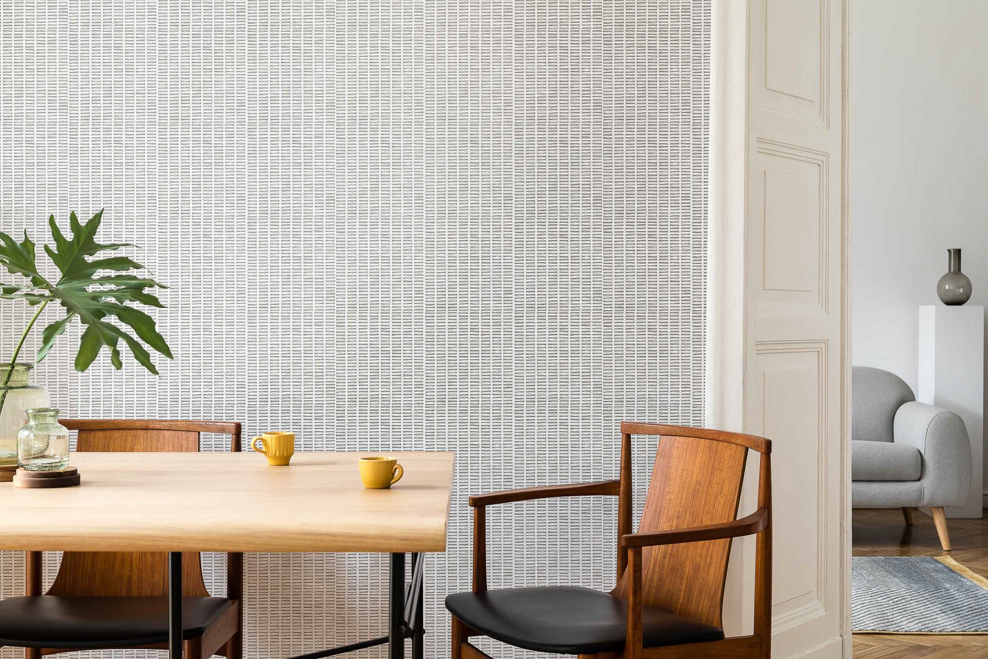 Imagen 2 de Papel pintado Geométrico rayas Raffias+ Coordonné - Gris claro 0,5 x 10 m Gris claro