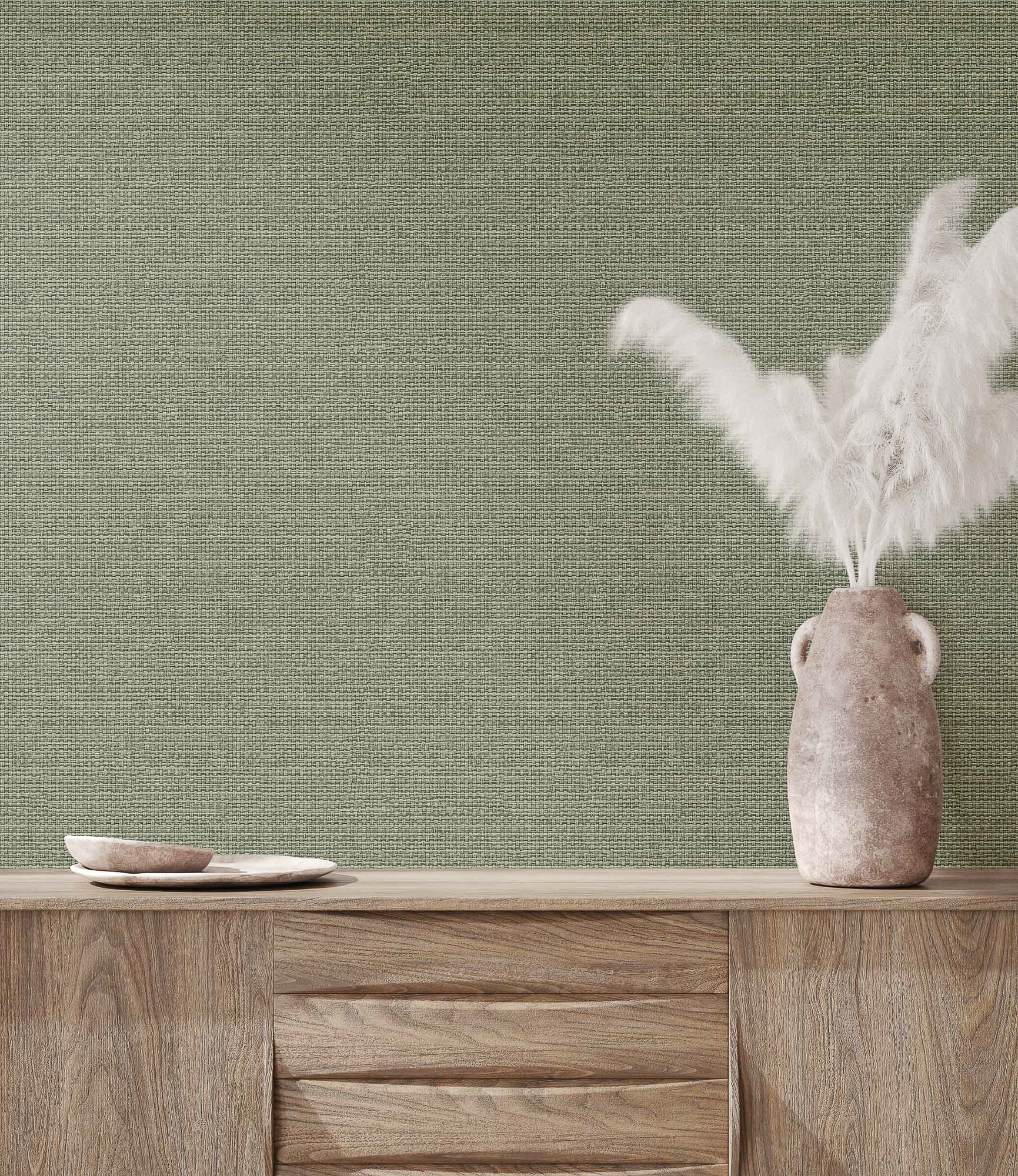 Papel Pintado Tecido Raffias+ Verde-claro-2