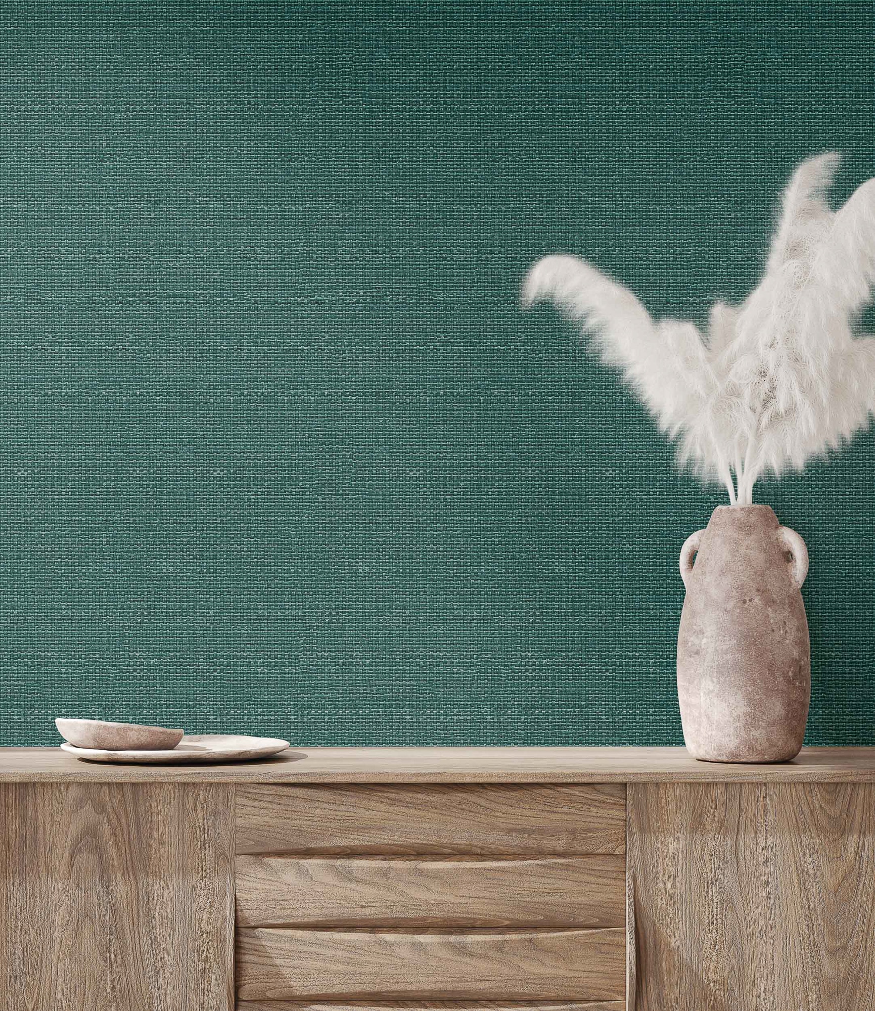 Papel pintado Tejido Raffias+ Coordonné - Verde oscuro 0,5 x 10 m Verde oscuro-2