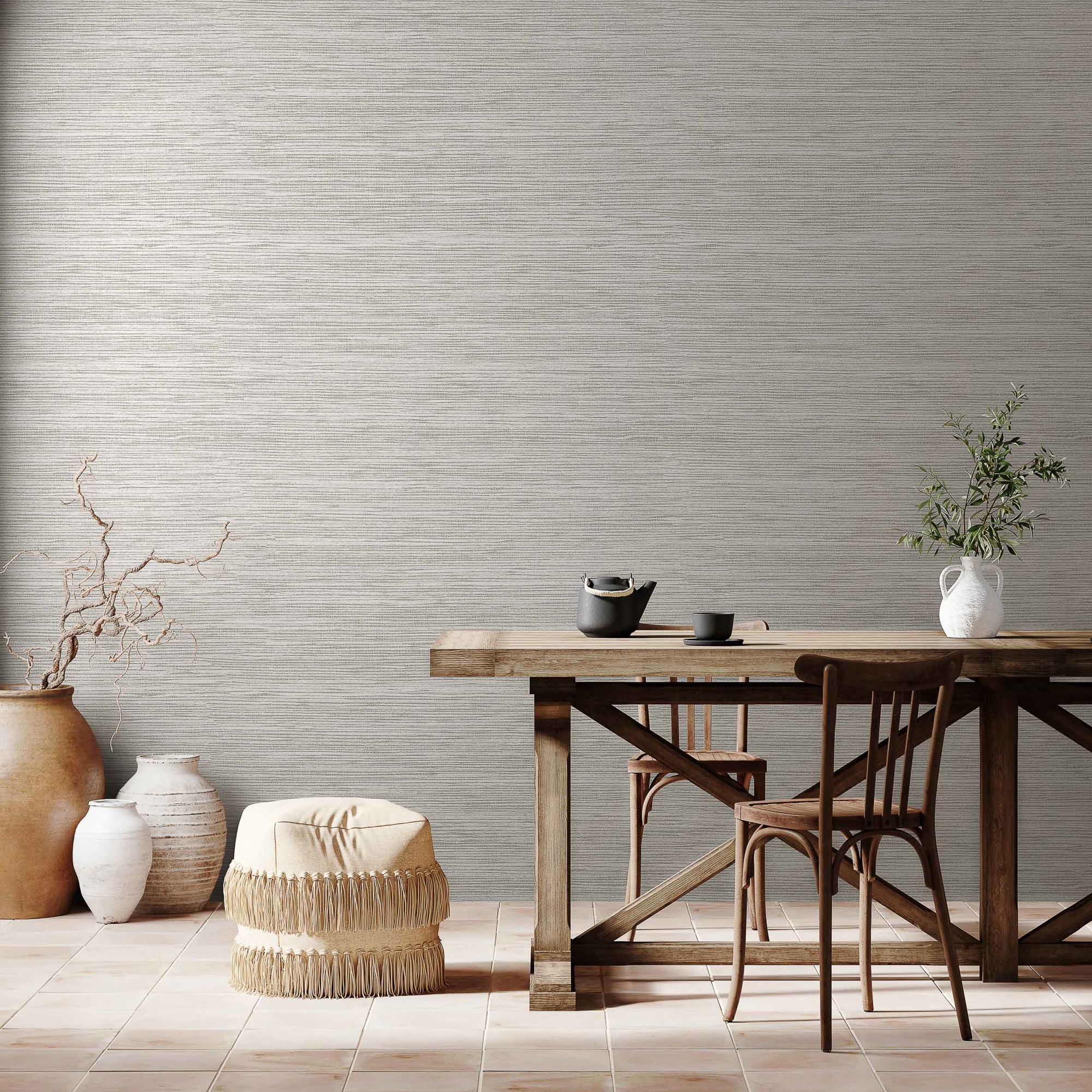 Papel pintado Horizontal Raffias+ Coordonné - Gris 0,5 x 10 m Gris-2
