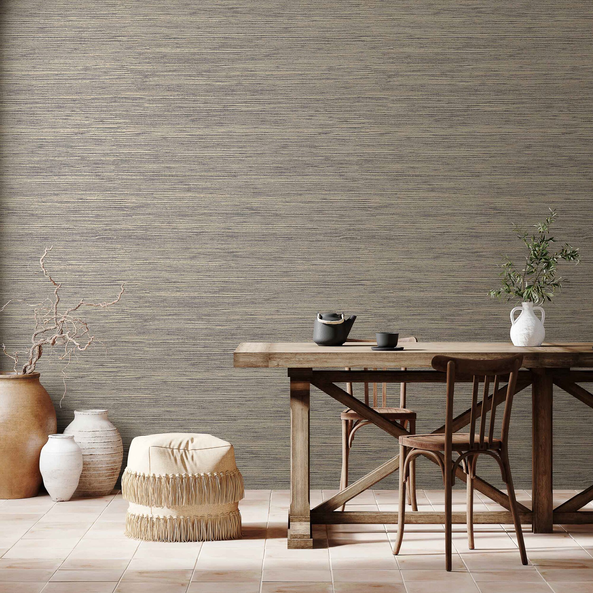 Papel pintado Horizontal Raffias+ Coordonné - Gris claro 0,5 x 10 m Gris claro-2