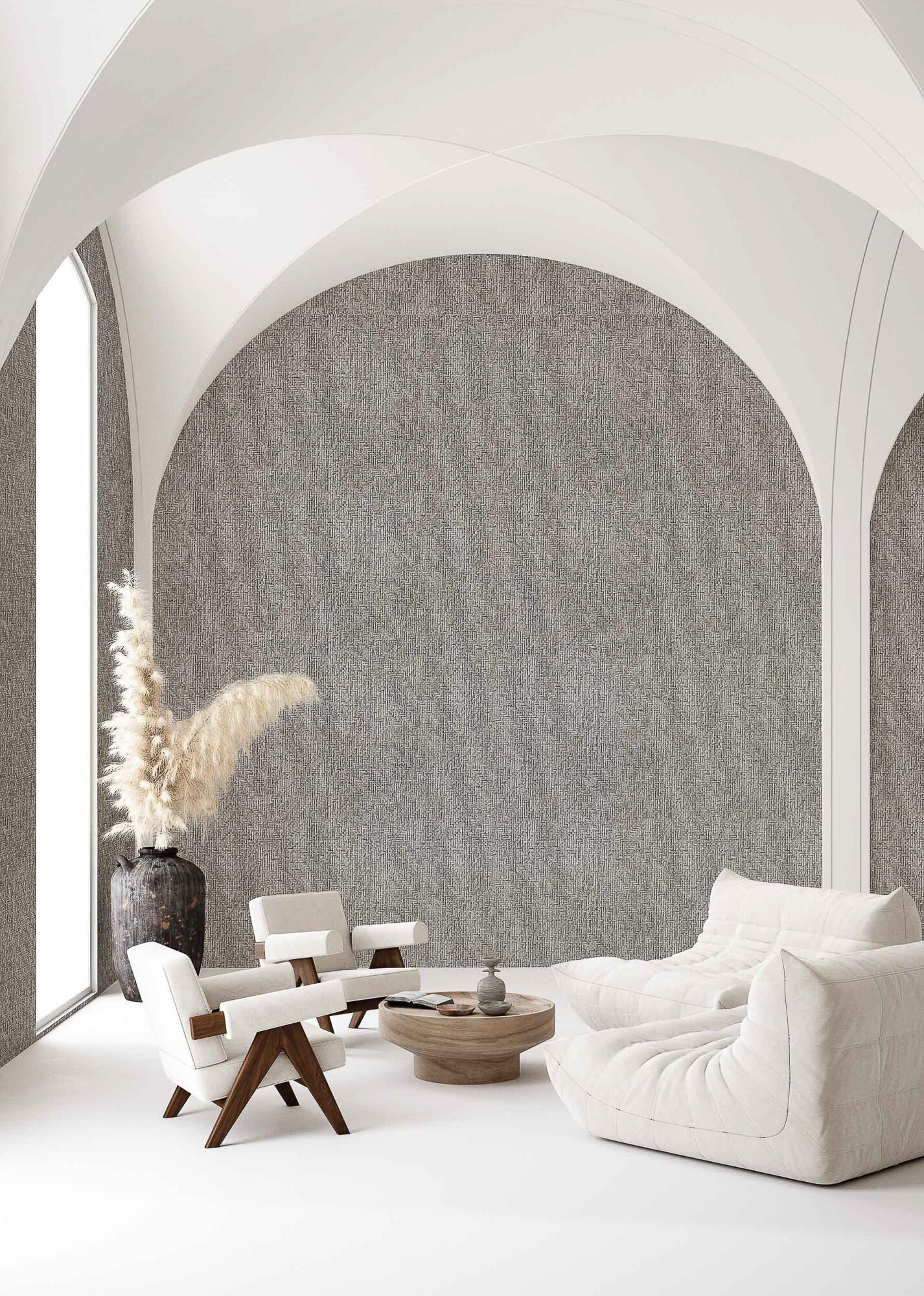 Papel pintado Geométrico texturizado Raffias+ Coordonné - Gris 0,5 x 10 m Gris-2