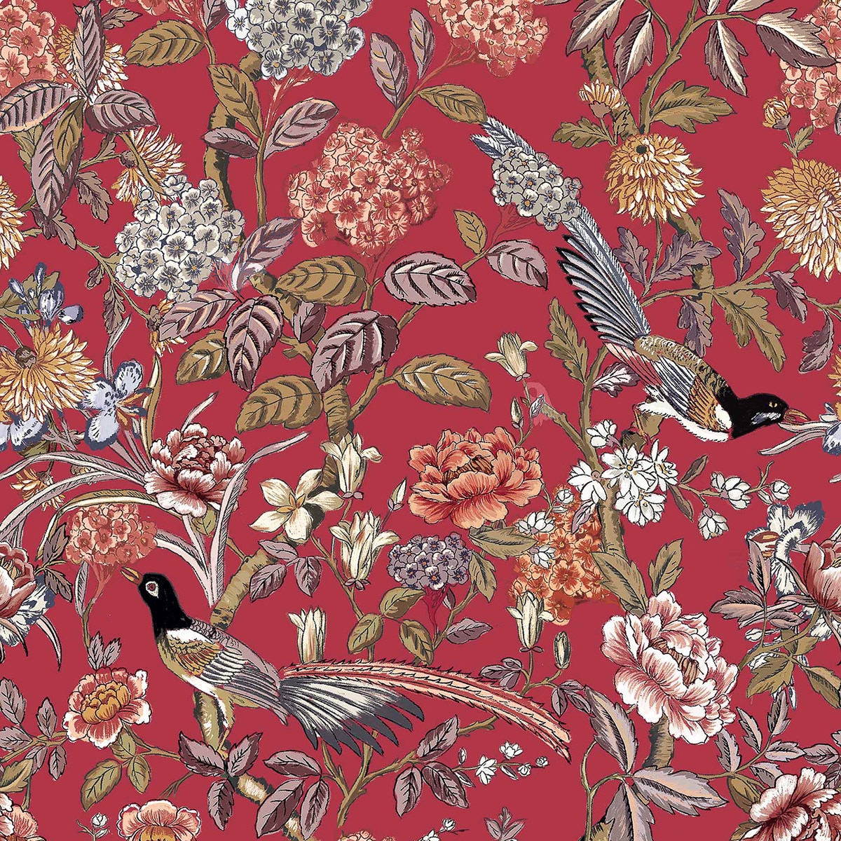 Papel pintado Mercedes Feria Coordonné - Carmesí 0,5 x 10 m Carmesí-1