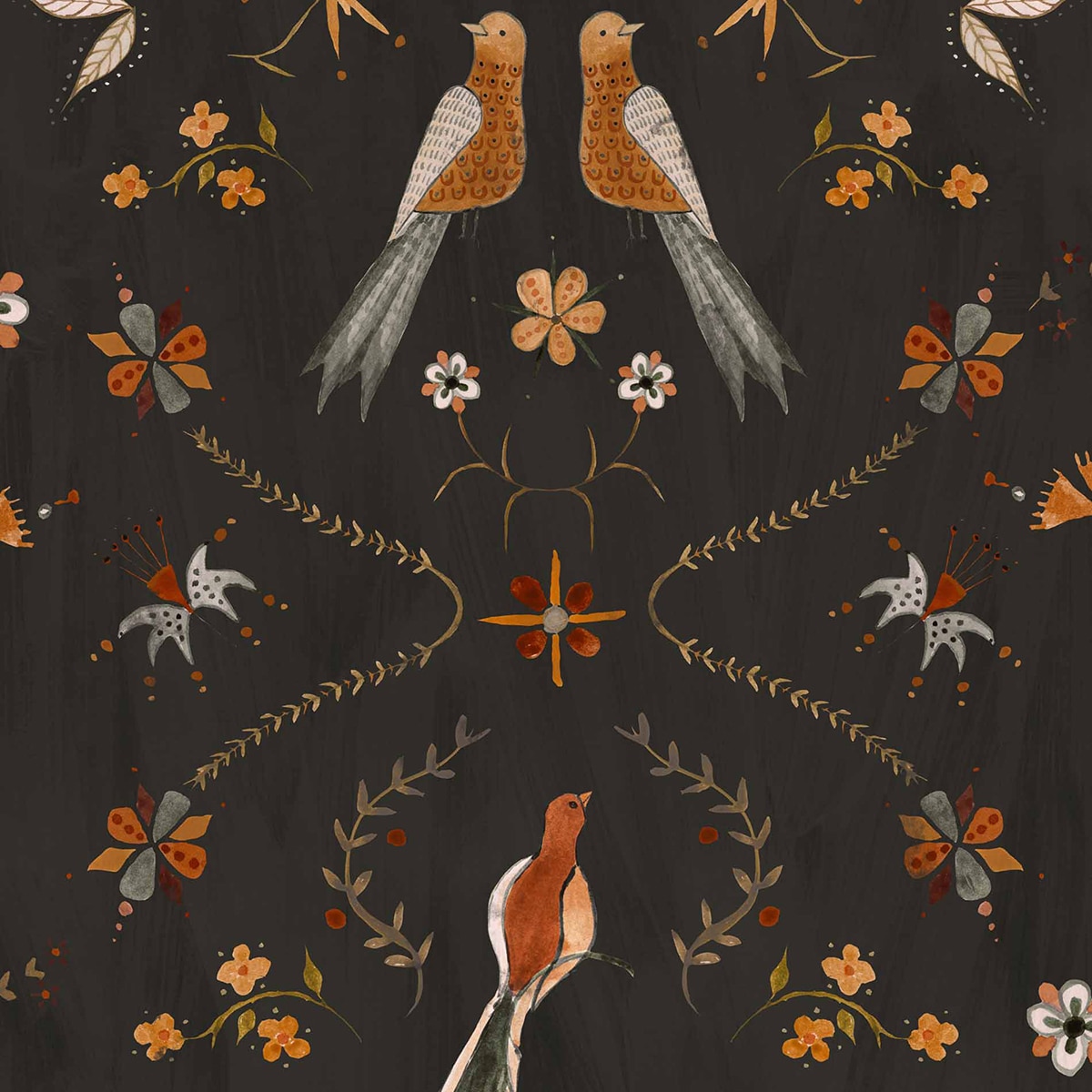 Papel pintado TNT Metaphoric Birds Rest Time Coordonné - Negro Negro-1
