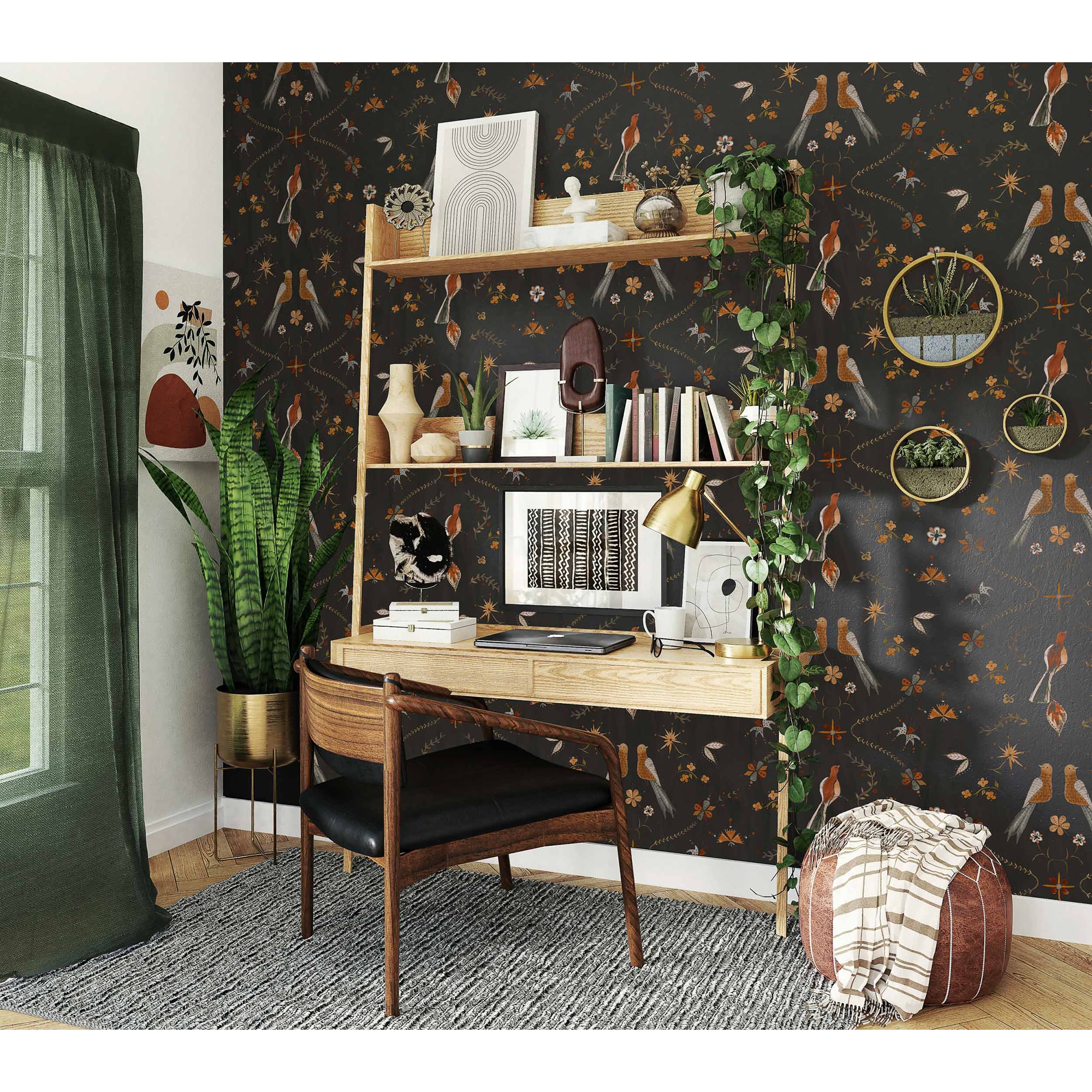 Papel pintado TNT Metaphoric Birds Rest Time Coordonné - Negro Negro-3
