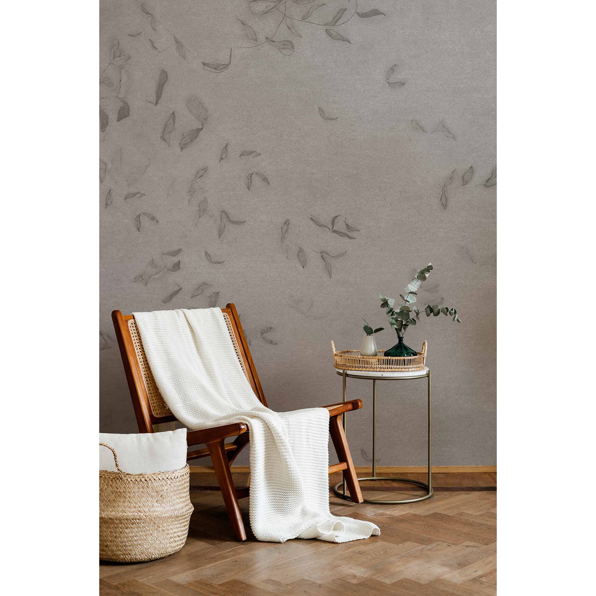 Mural Leaves Reflection Rest Time Coordonné - Gris Gris-2