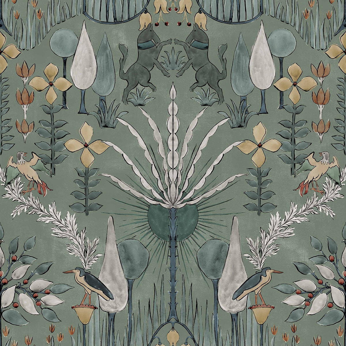 Papel pintado Oasis Villa de la colección Berber Coordonné - Celadon Celadon-1