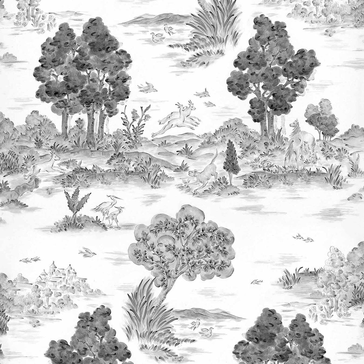 Papel pintado Royal Oak de la colección Cotswolds Ybarra & Serret - Negro Negro-1