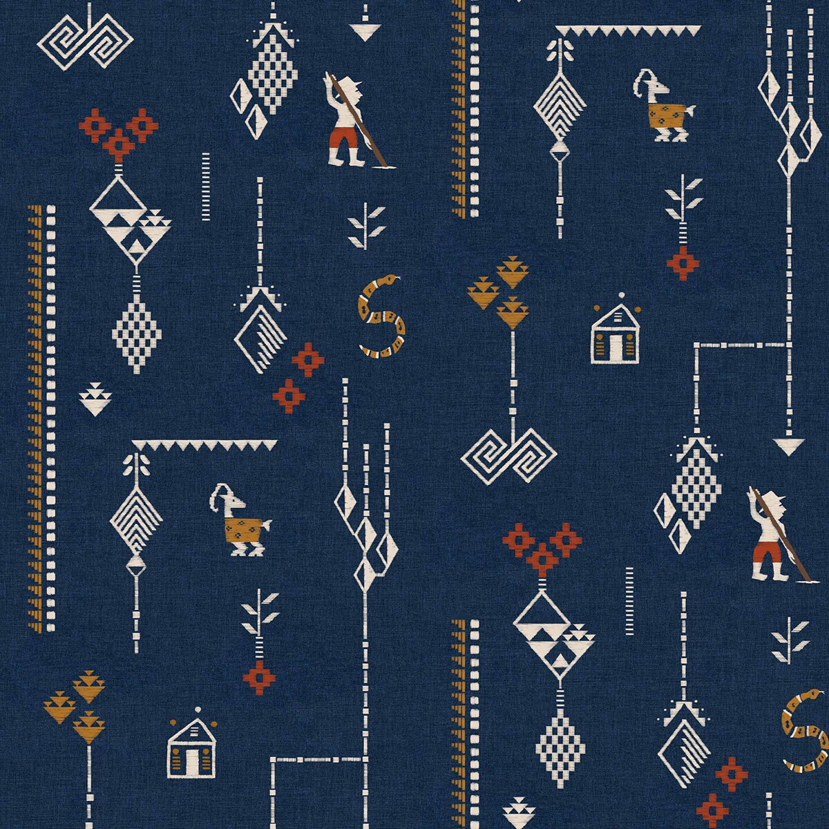 Papel pintado Criollo de la colección Sarape Coordonné - Azul Azul-1