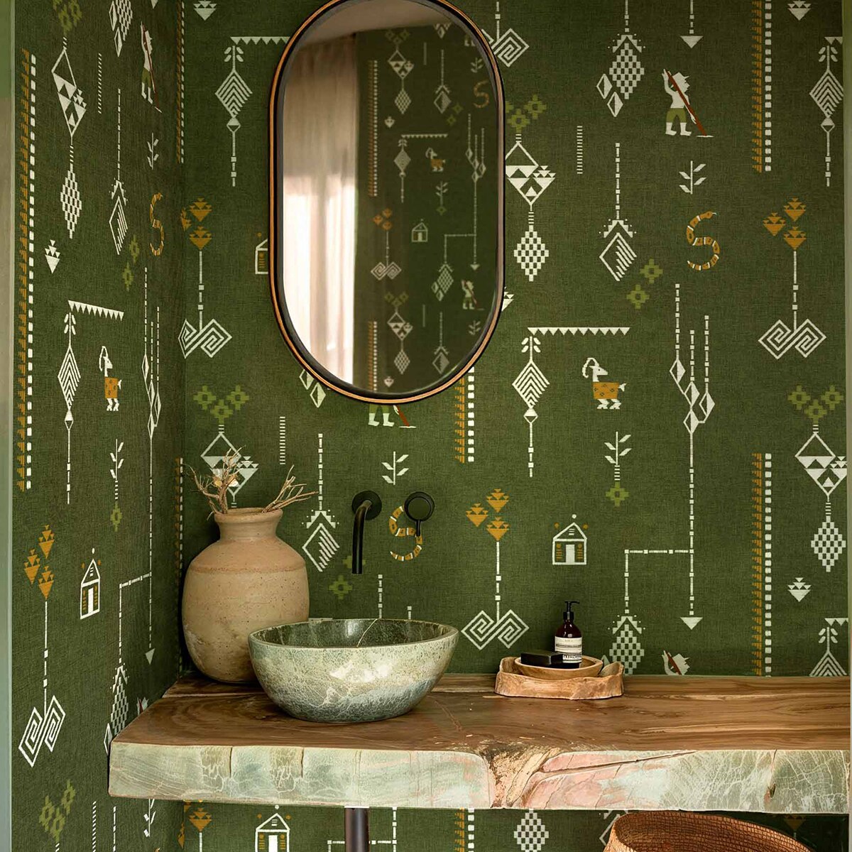 Papel pintado Criollo de la colección Sarape Coordonné - Verde Verde-2