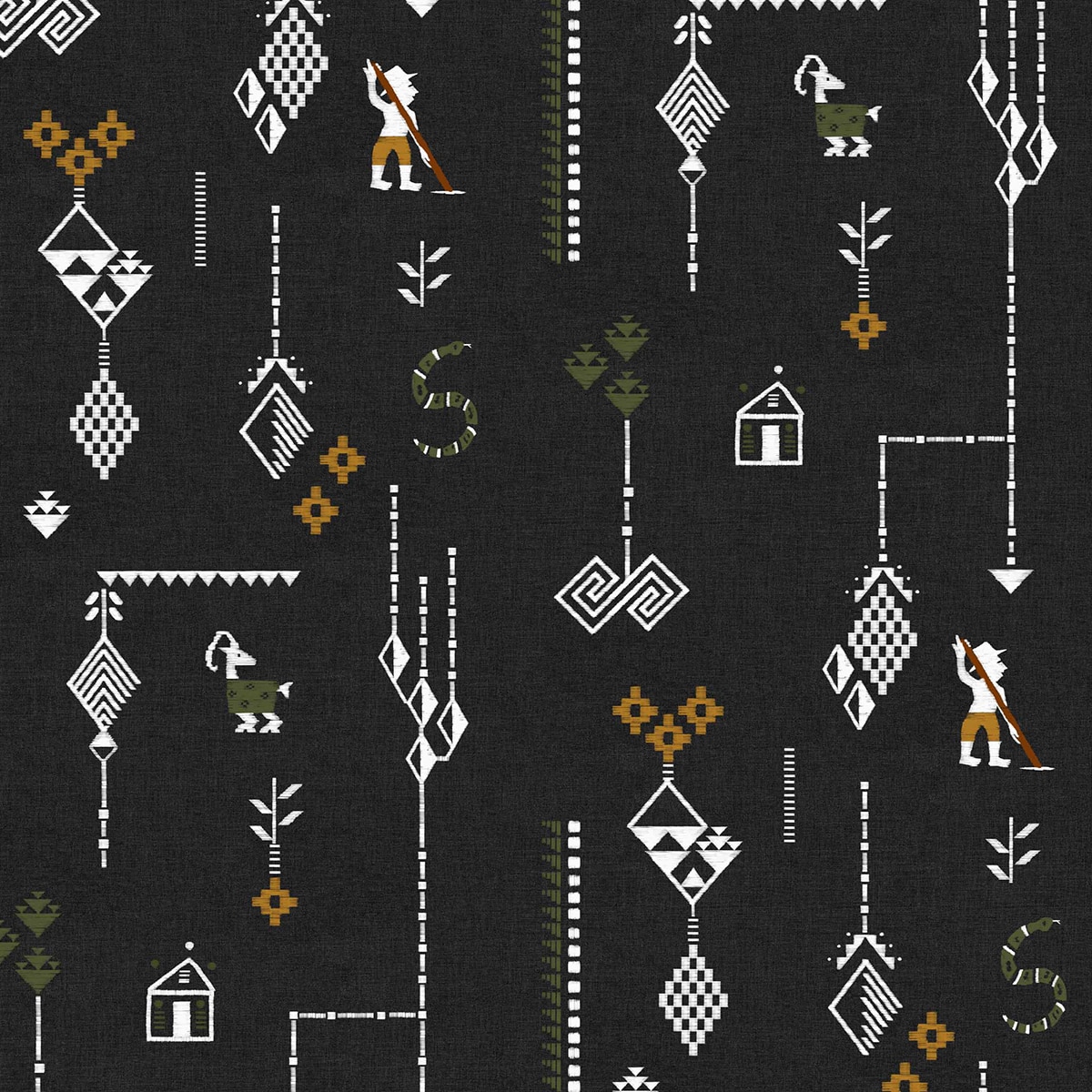 Papel pintado Criollo de la colección Sarape Coordonné - Carbón Carbón-1