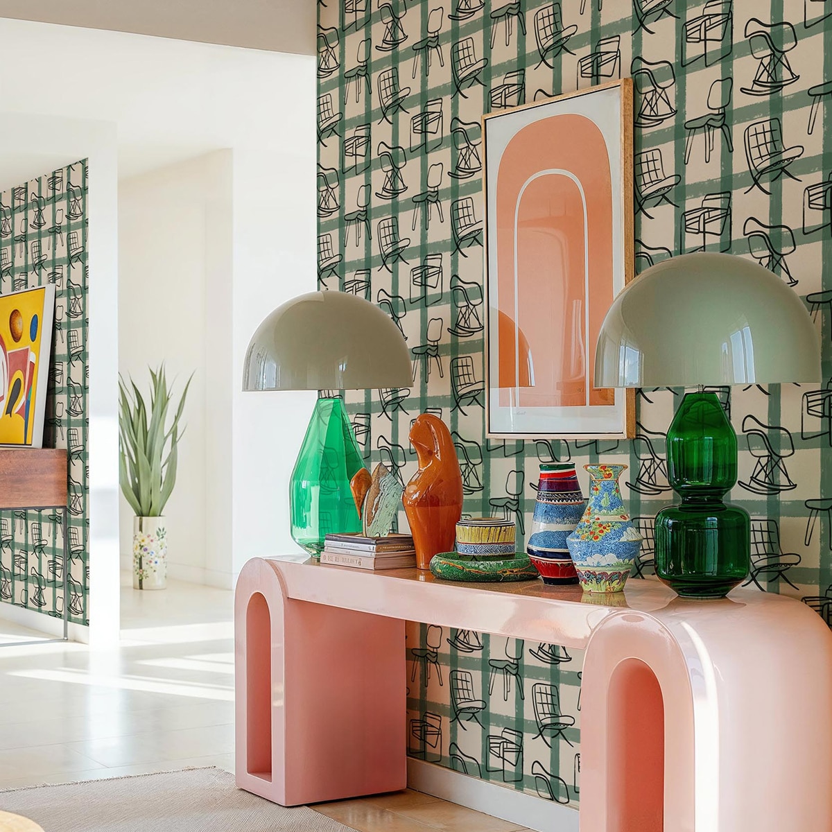 Imagen 2 de Papel pintado TNT Icónicos de la colección Coco Davé ColortheraPills de Coordonné - Verde Verde