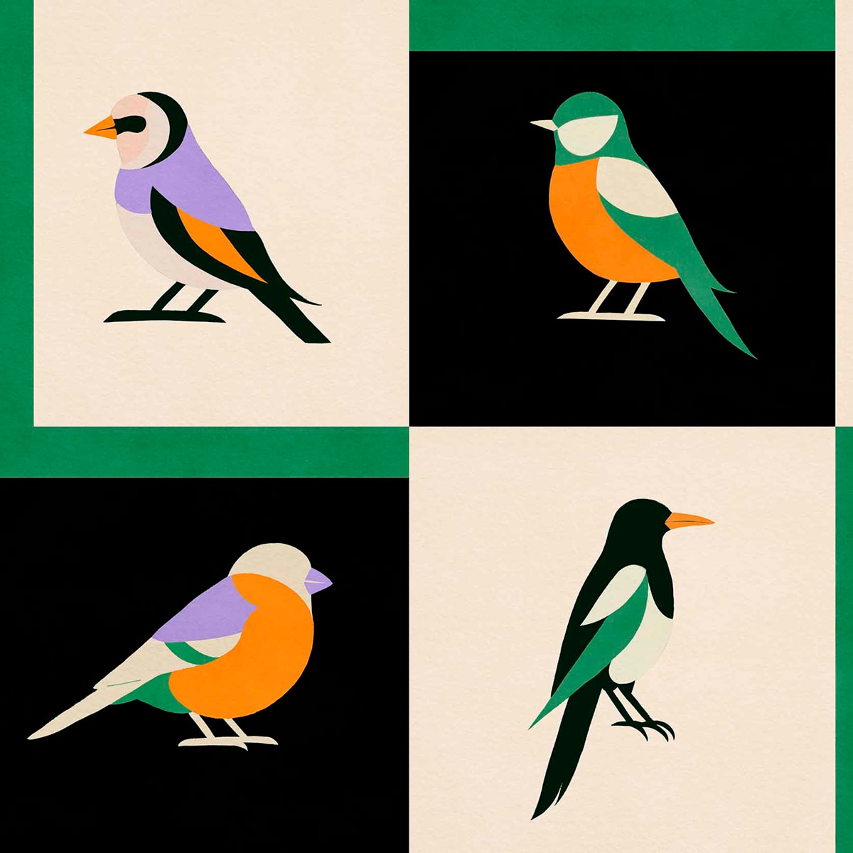 Imagen 1 de Papel pintado TNT Like a Bird de la colección Coco Davé ColortheraPills de Coordonné - Negro Negro