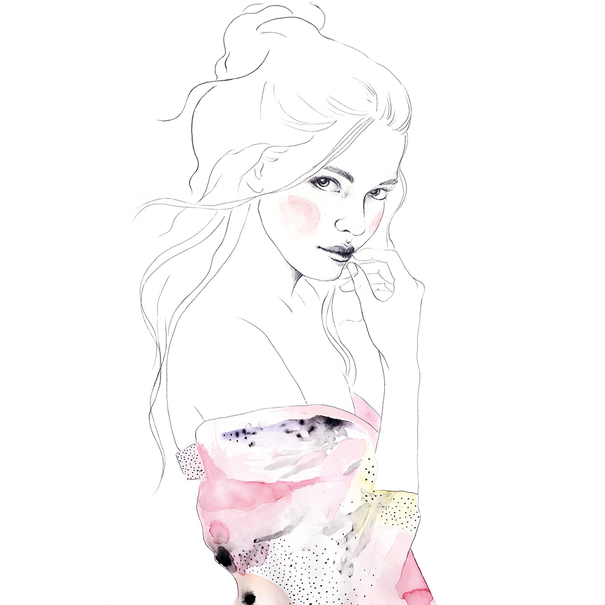 Papel de parede fotográfico Drawing Rasch Rosa-1