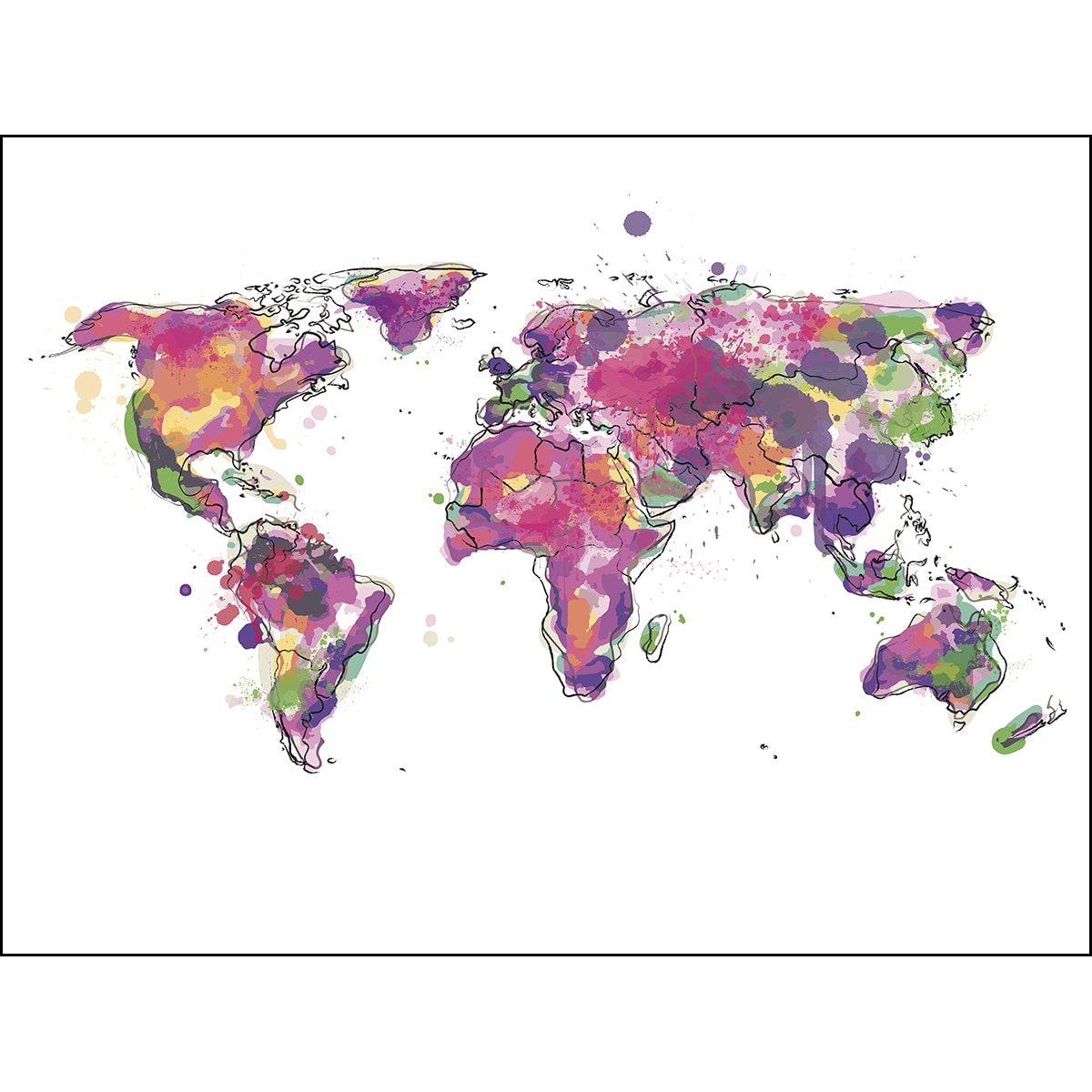 Papel de parede fotográfico World Map Multi Rasch Verde-1