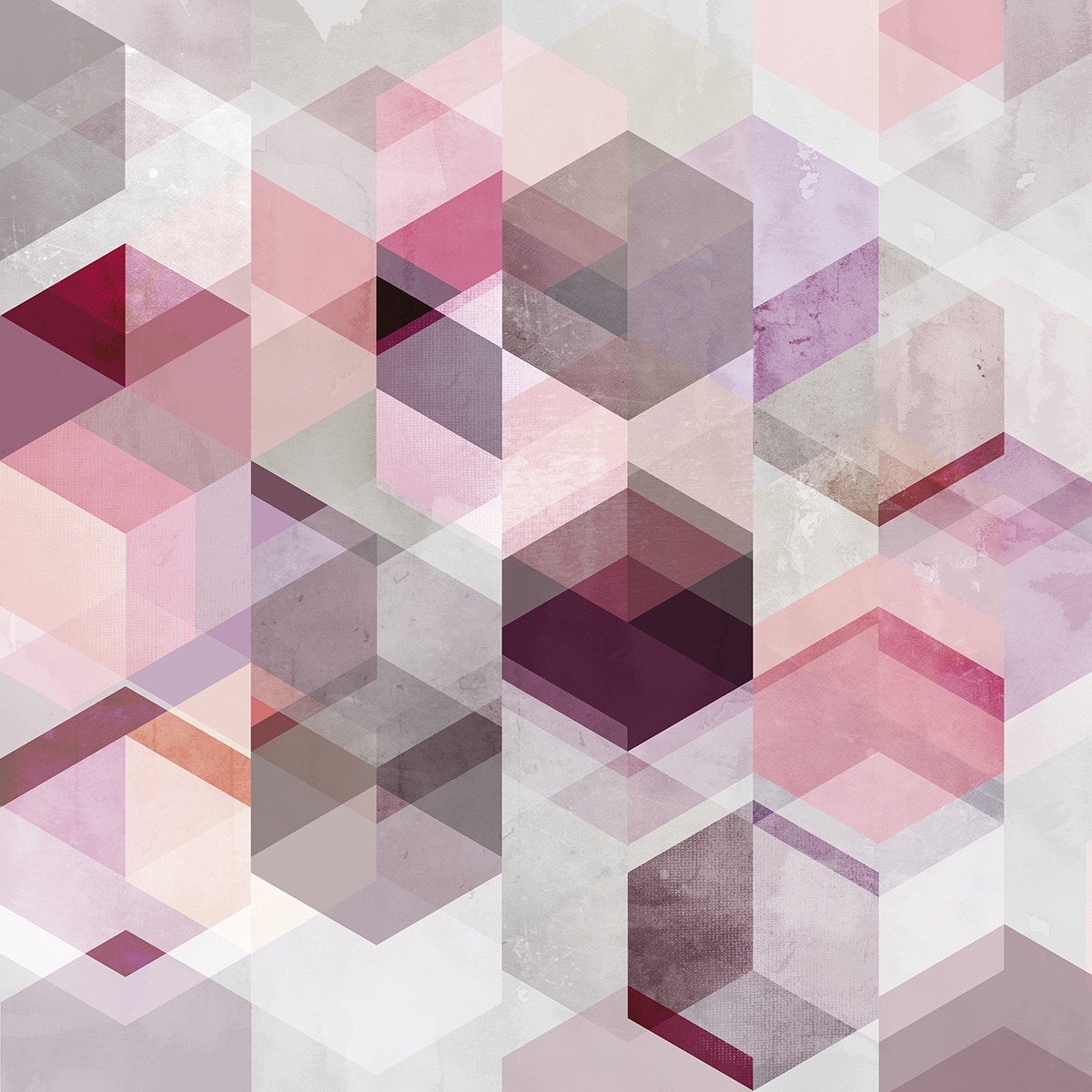 Papel de parede fotográfico Hexagon Rasch Rosa-1