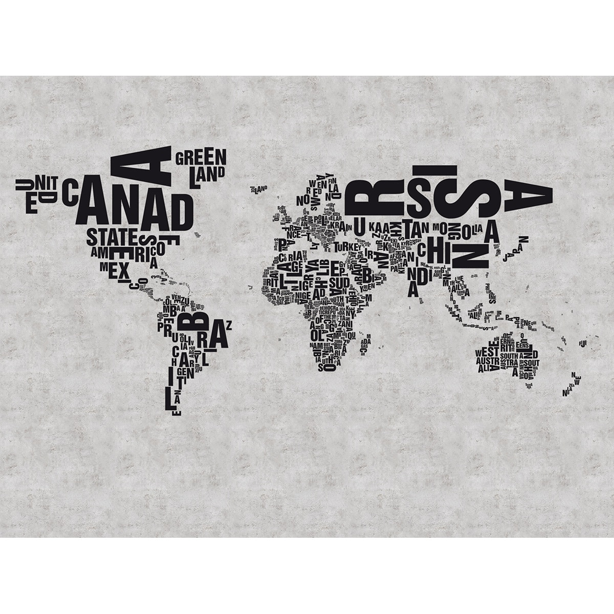 Fotomural World Map Rasch - Negro Negro-1