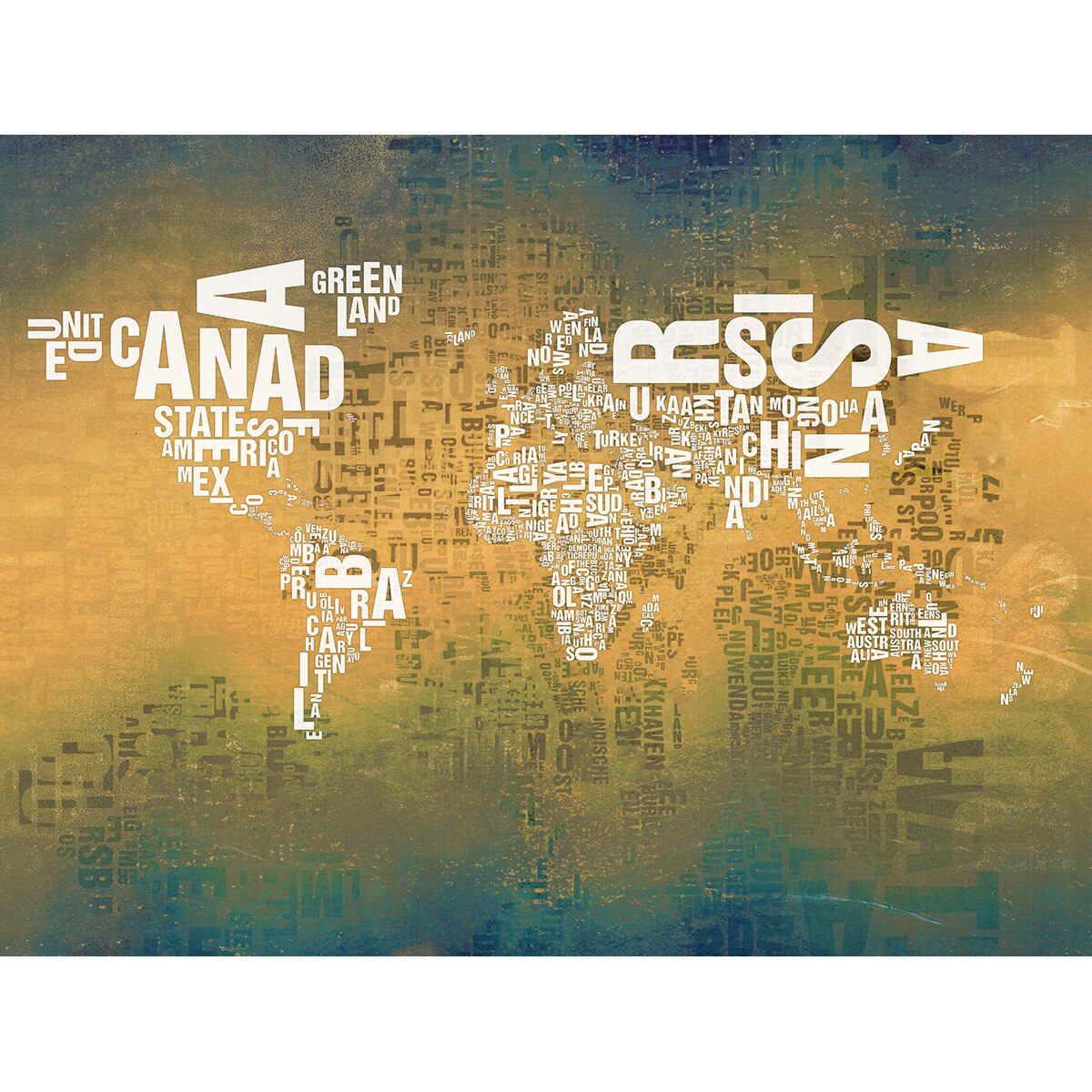 Fotomural World Map Rasch - Mostaza Mostaza-1