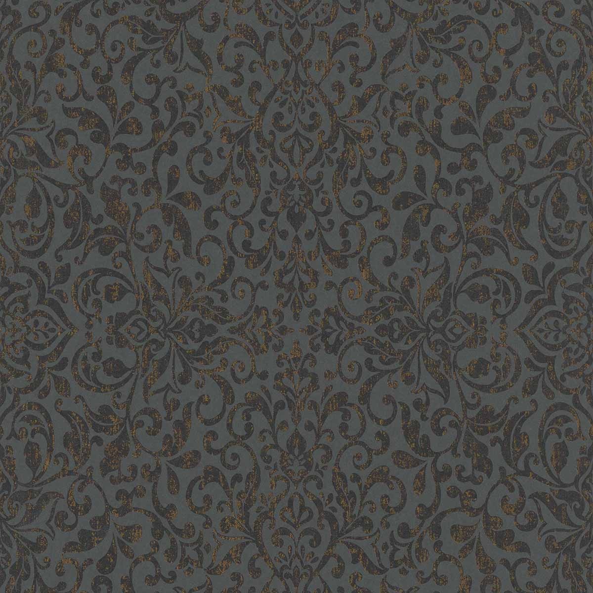 Papel de parede Arabesco pequeno Rasch Preto-1