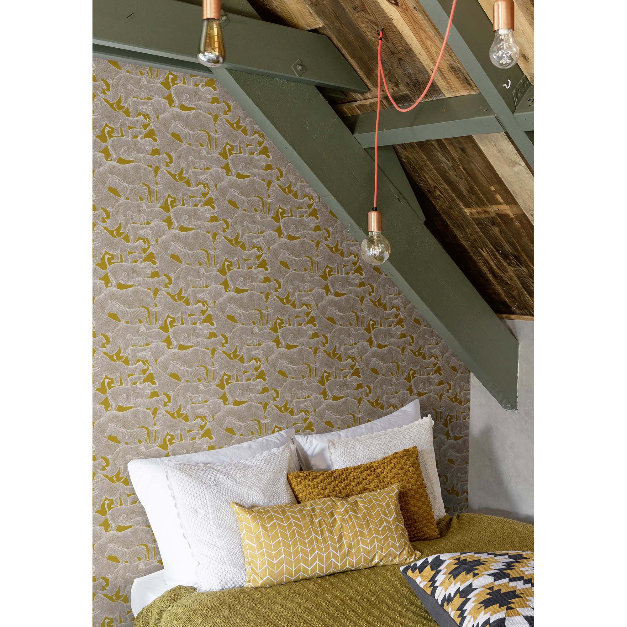 Imagen 2 de Papel pintado TNT Animales Singapur Rasch - Dorado 0,53 x 10 m Dorado