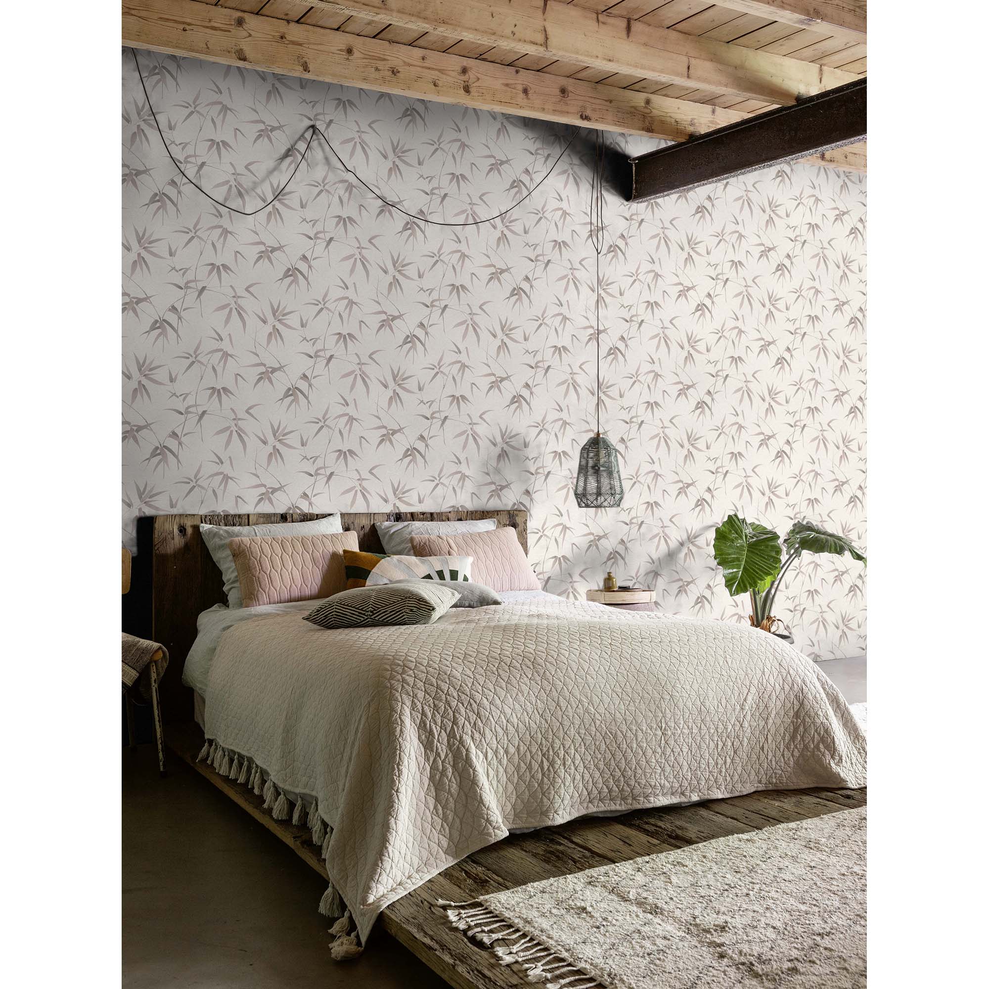 Papel pintado TNT Bambú Singapur Rasch - Rosa 0,53 x 10 m Rosa-2