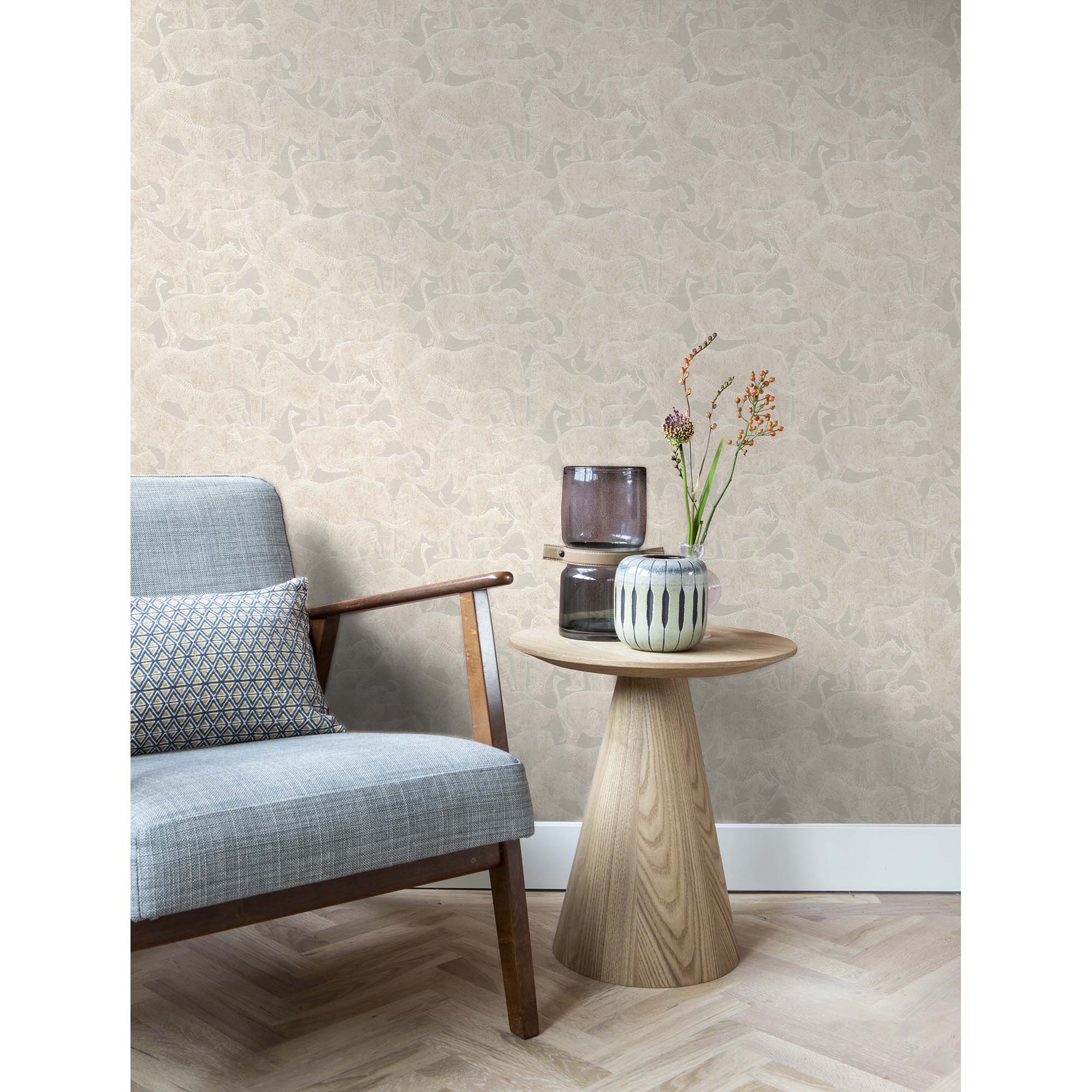 Imagen 2 de Papel pintado TNT Animales Singapur Rasch - Beige 0,53 x 10 m Beige