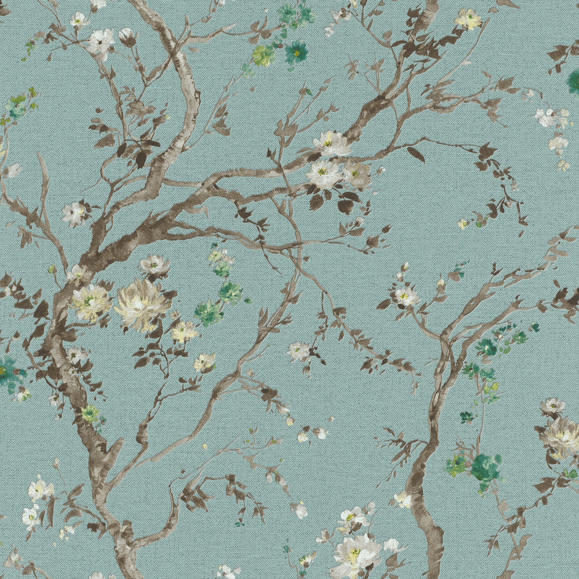 Imagen 1 de Papel pintado TNT Almendro Singapur Rasch - Turquesa 0,53 x 10 m Turquesa