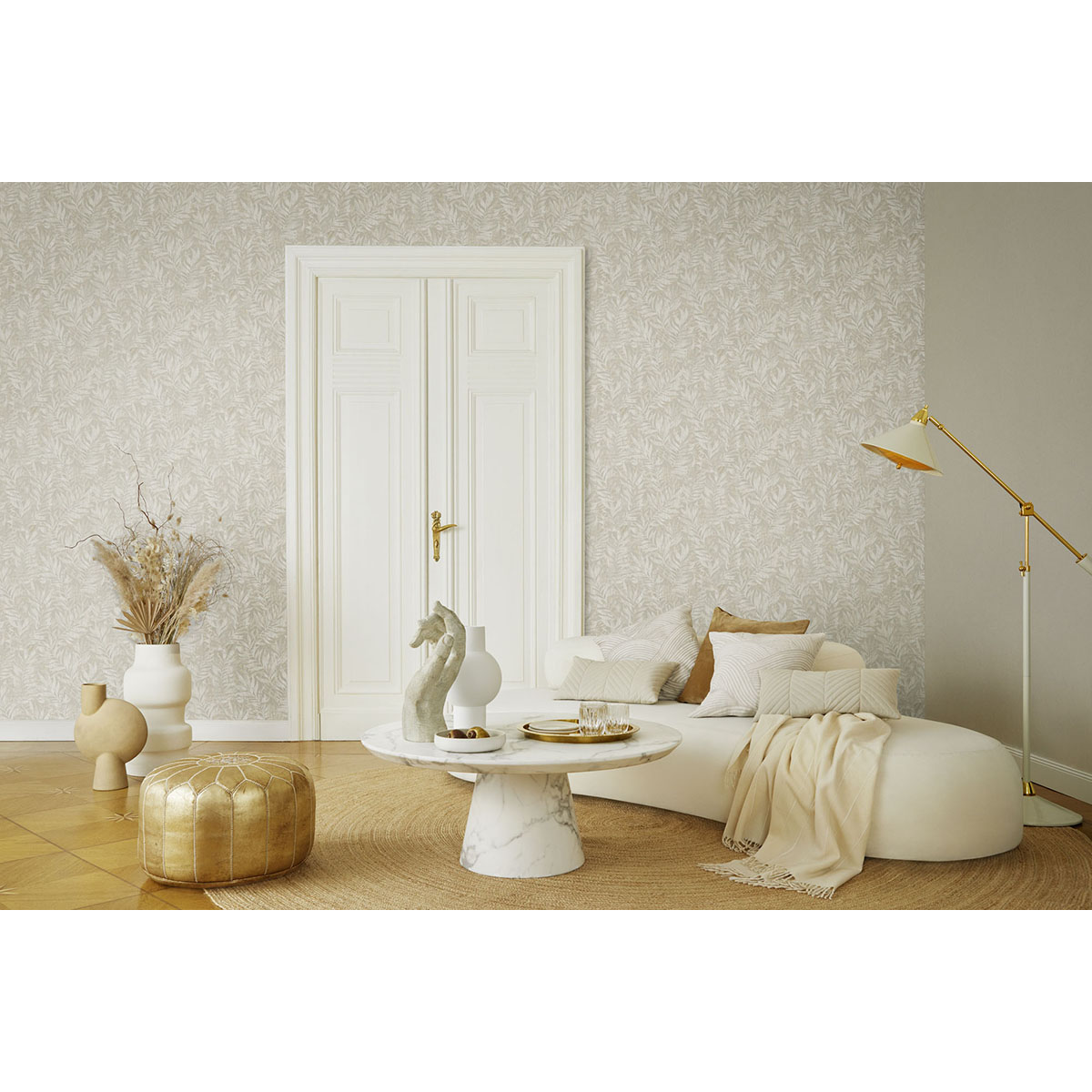 Papel de Parede TNT Folhas Manhattan Bege-2