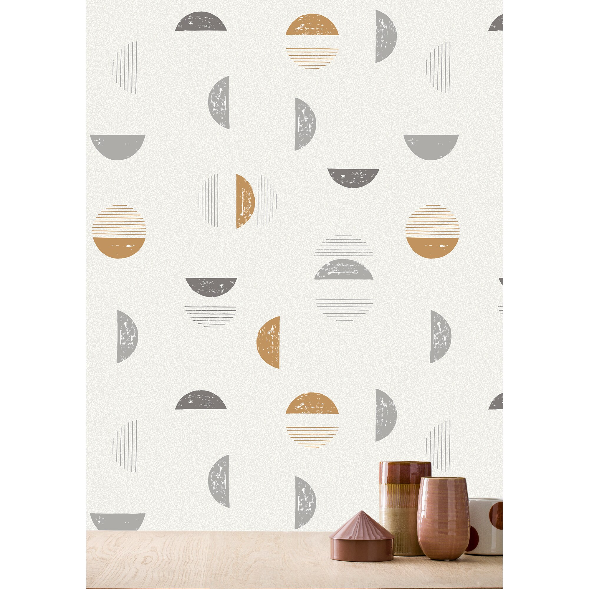 Papel pintado TNT Semicírculos Utility Rasch - Mostaza 0,53 x 10 m Mostaza-2
